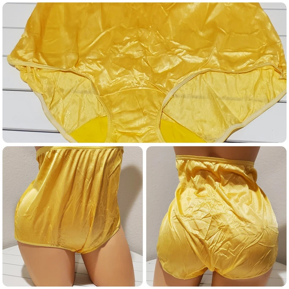 Shadowline 17032 Full Cut Brief Shiny Nylon Full Cut Panty Green Orange Yellow
