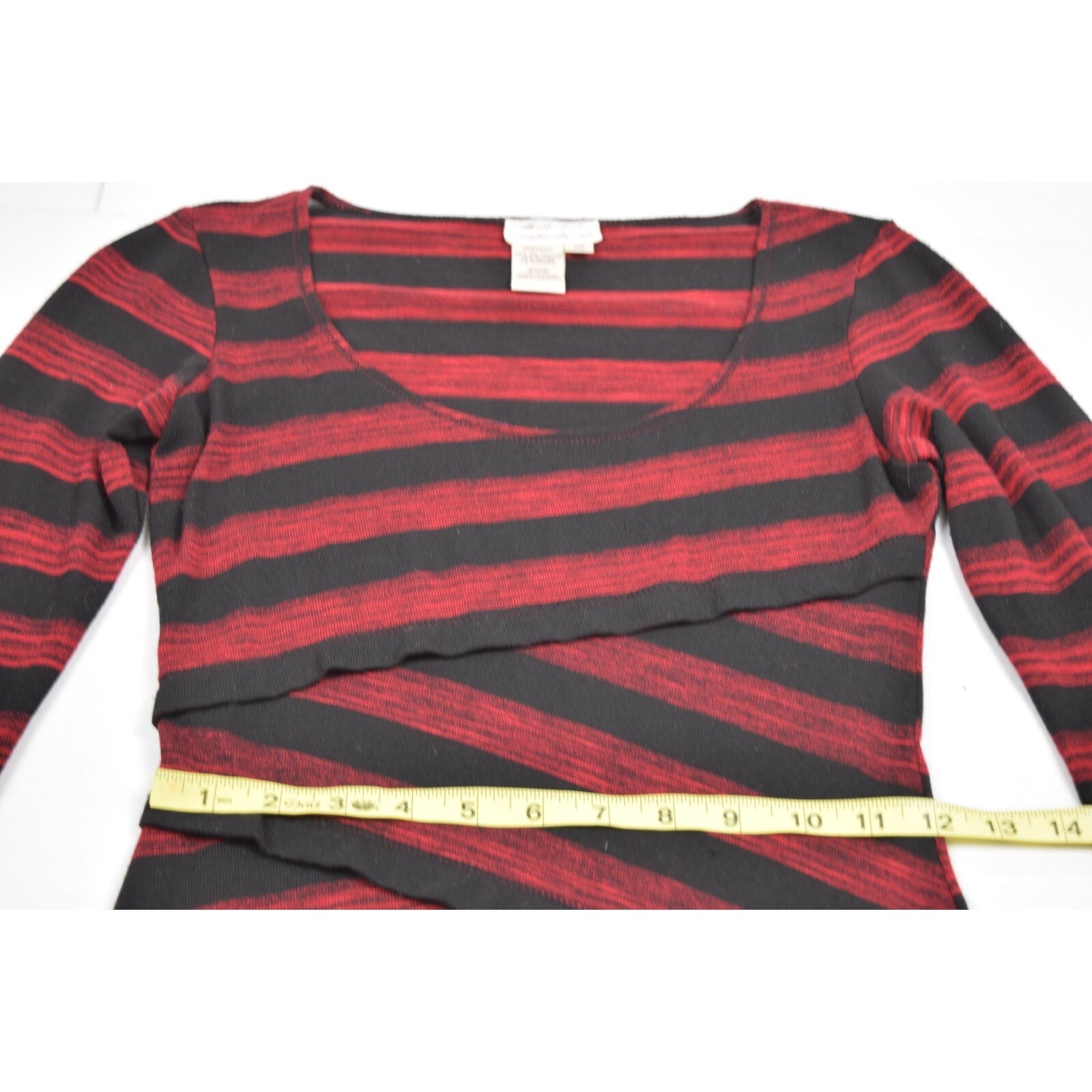 Vintage Mini Dress MSSP Size XS 90s Black Red Striped Bandage Style Soft Stretch