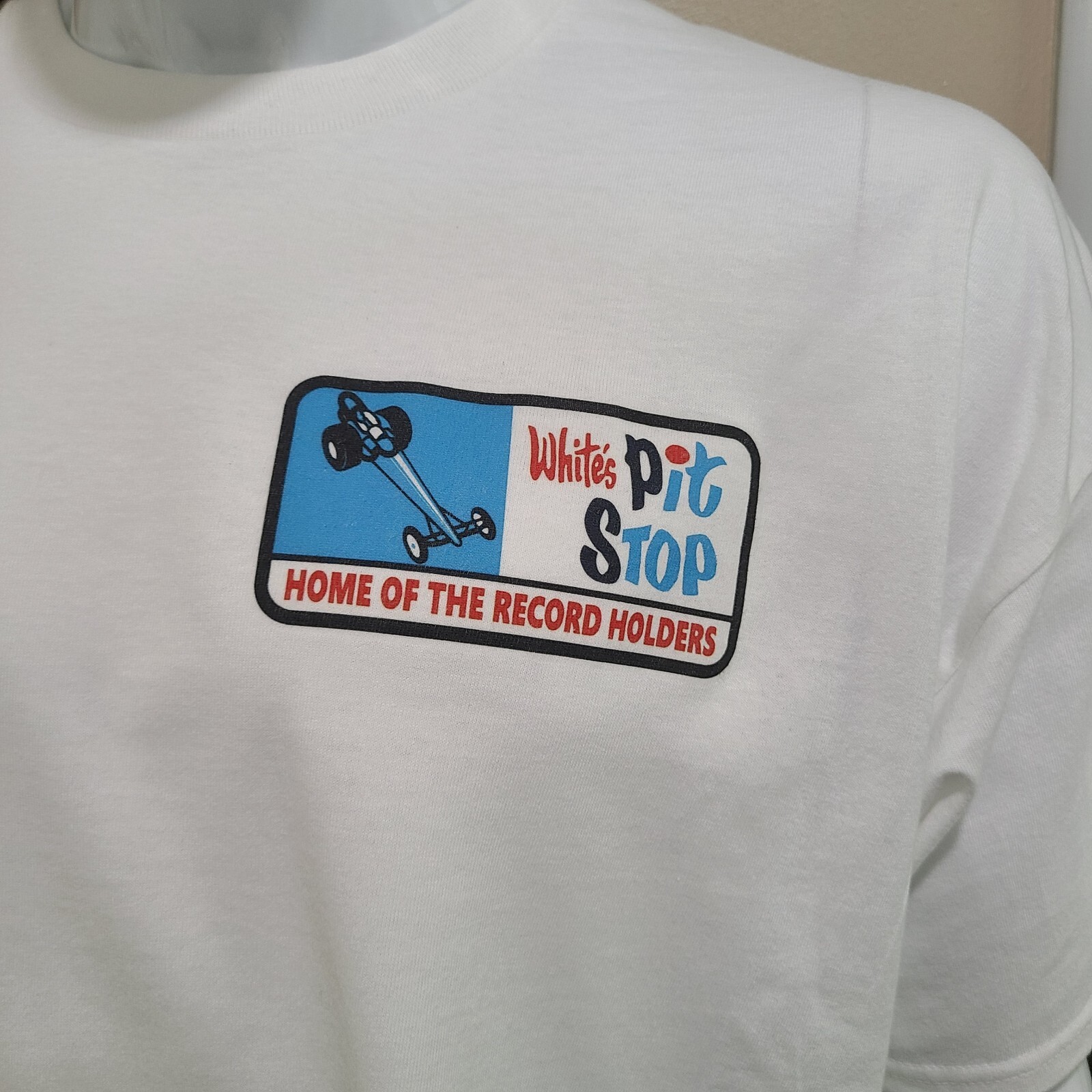 Vintage GASSER/DRAG/NASCAR/SPRINT/MIDGET RACE T-shirt WHITE’S PIT STOP