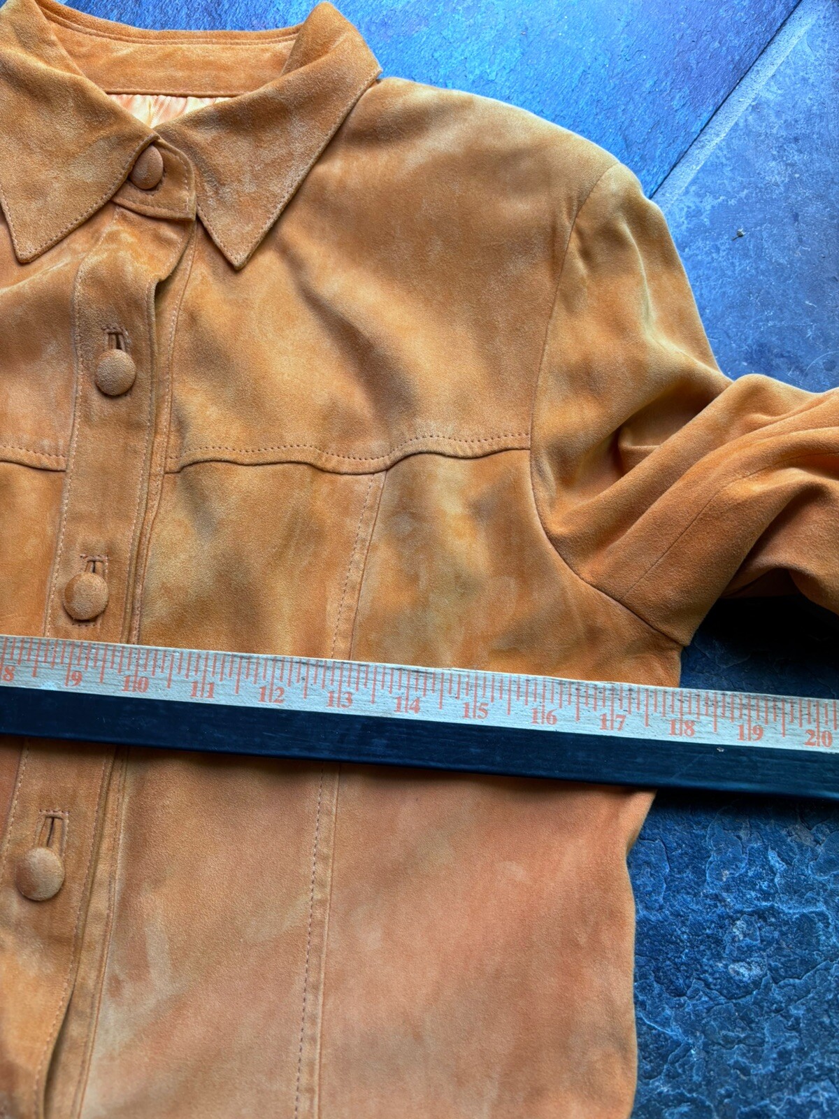 1960s Beautiful European SOFT SUEDE Tangerine Color Jacket.size 44.S/M