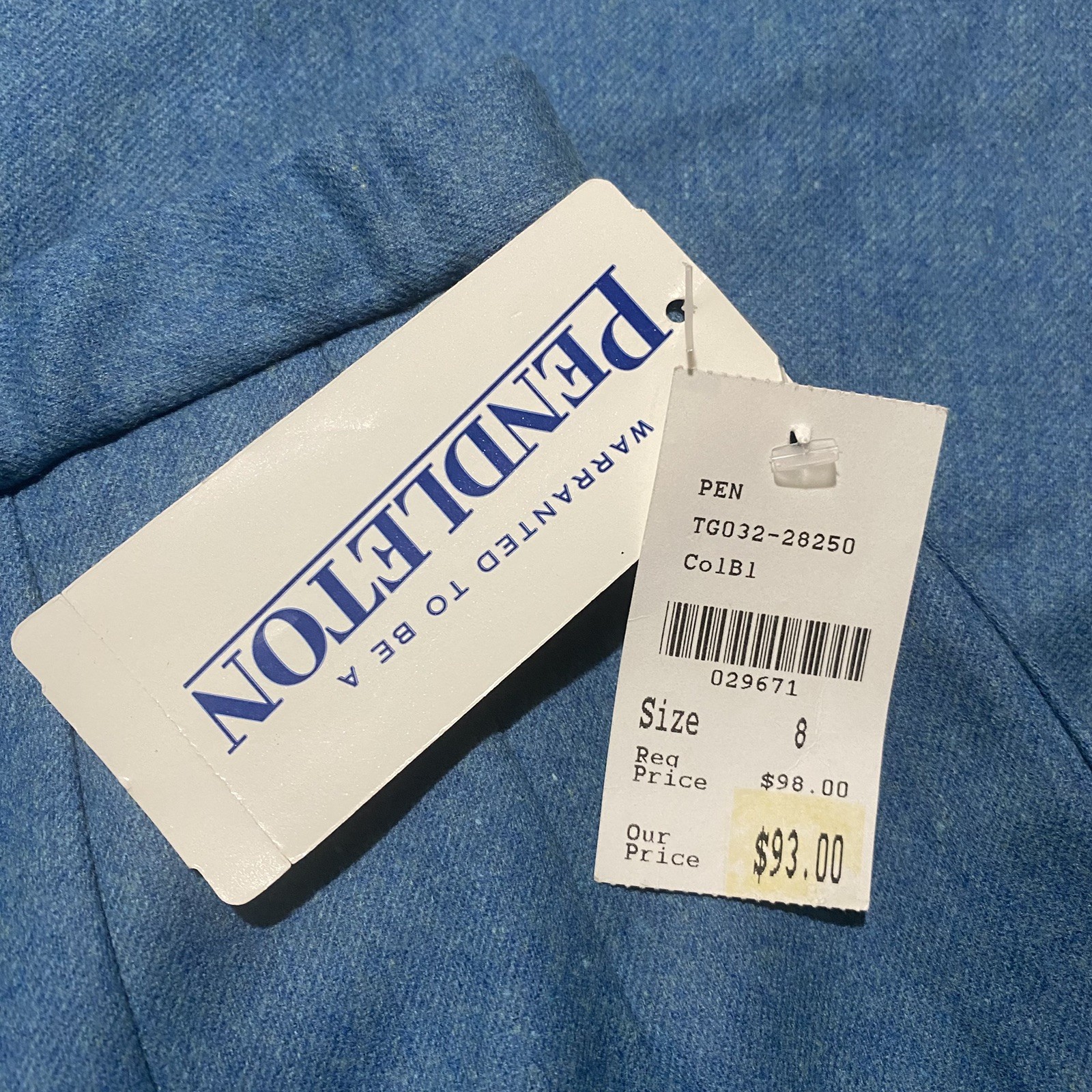 NWT VNTG Pendleton Womens 90’s Power Skirt Sz 8 Blue Solid Wool Classic Preppy
