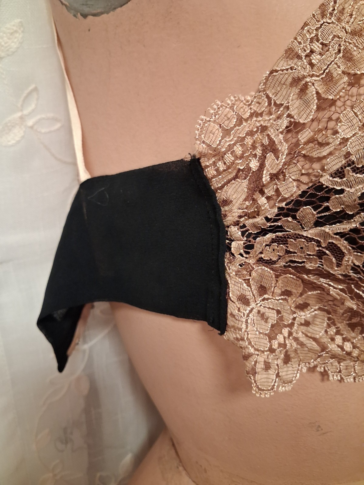 Vintage Panties Bra 1930’s Lace Black Silk Chiffon Tap Pants Lingerie Ladies Xs