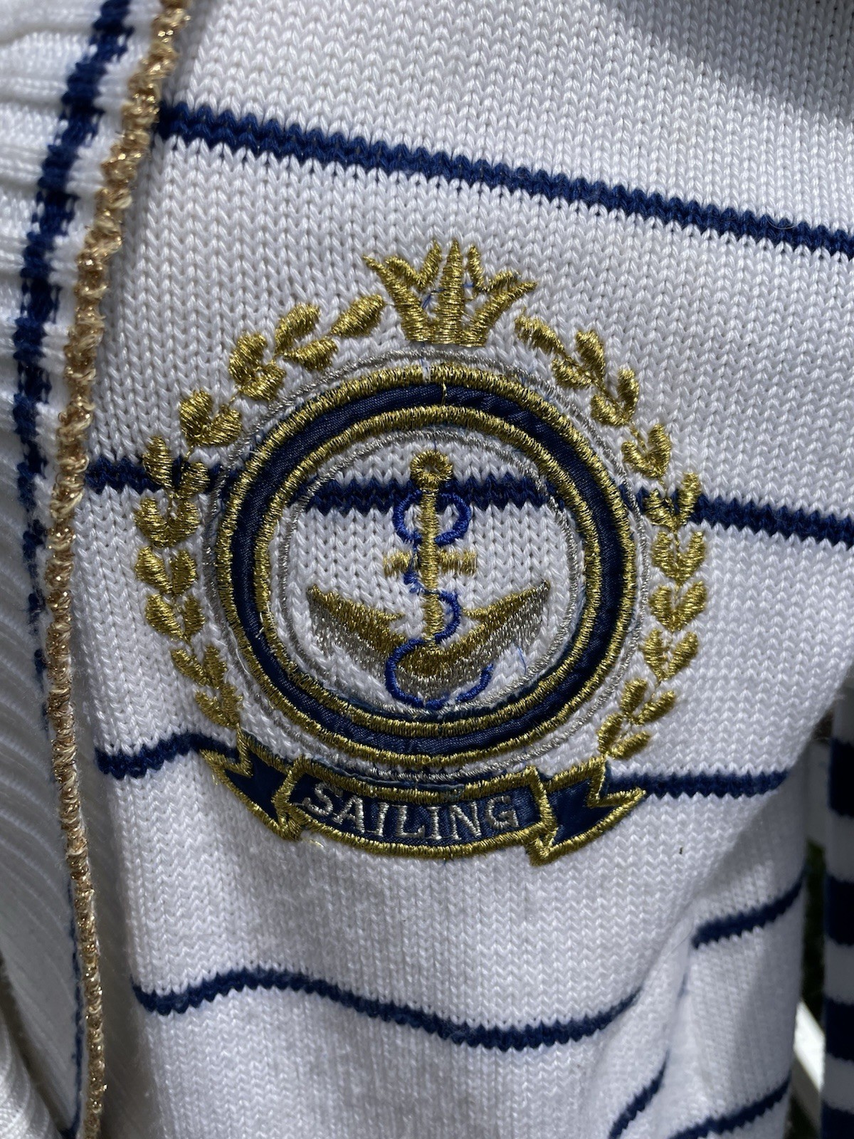 Vintage Organically Grown by Arpeja Nautical Sweater Sailing Patch 1980’s L