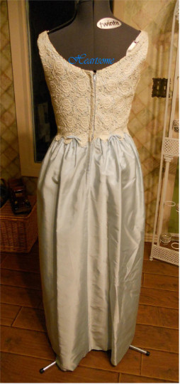 Gown elegant formal dress 50s 60s mid century sophisticated crochet rhinestones