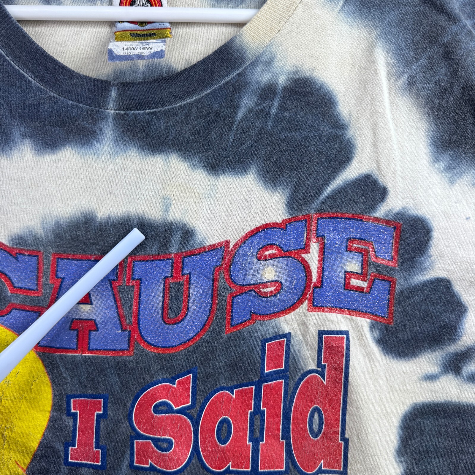 Vintage Looney Tunes Womens T-Shirt 14w/16w Tweety Bird Because I Said So TieDie