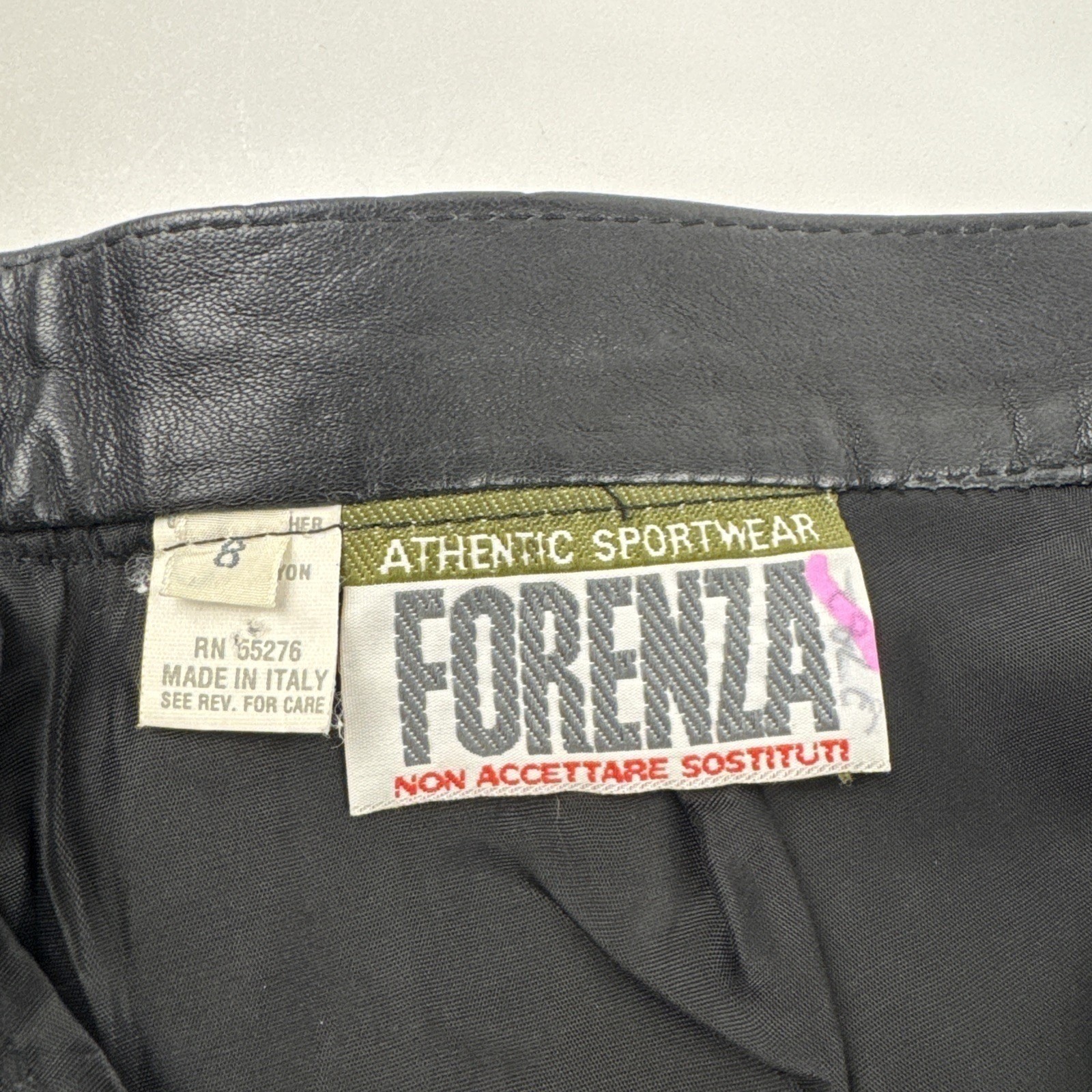 Forenza Leather Skirt Women 8 Black Vintage High Waist Pencil Midi Italy