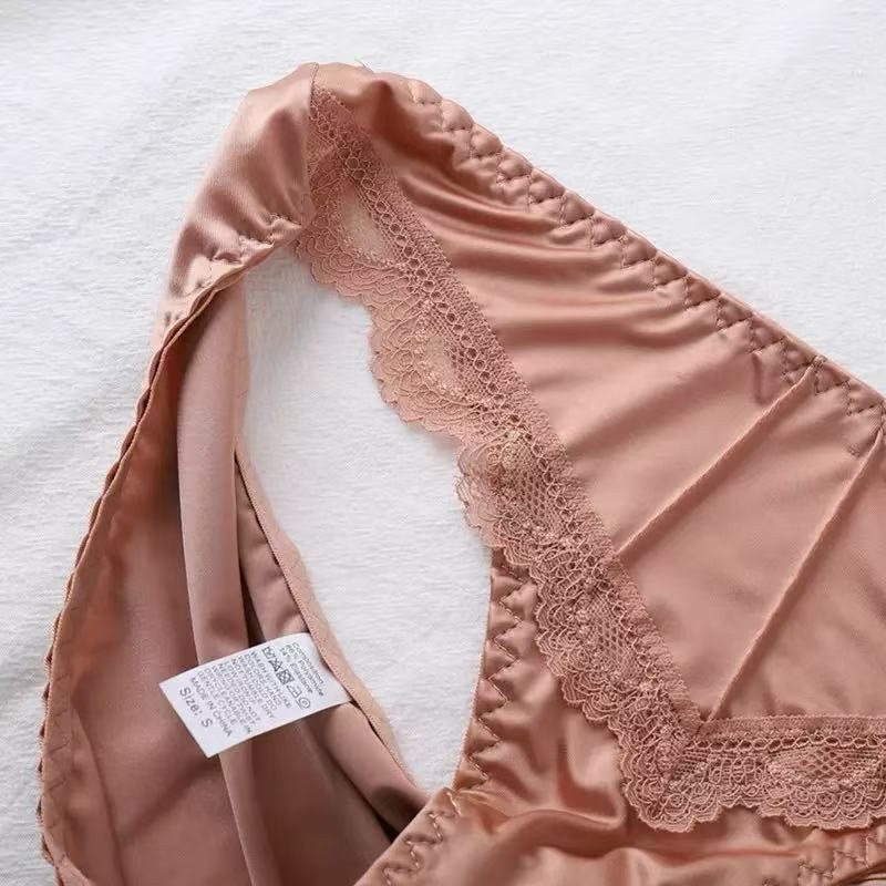 Womens Vintage Satin Thongs Lustrous Panties Silky G-string Underwear