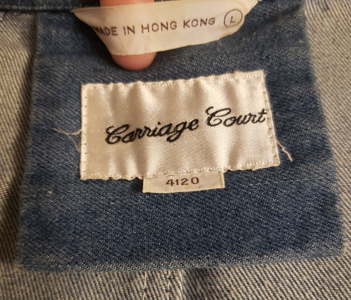 Vintage Carriage Court Casual Denim Coat Jacket made in Hong Kong Sz L