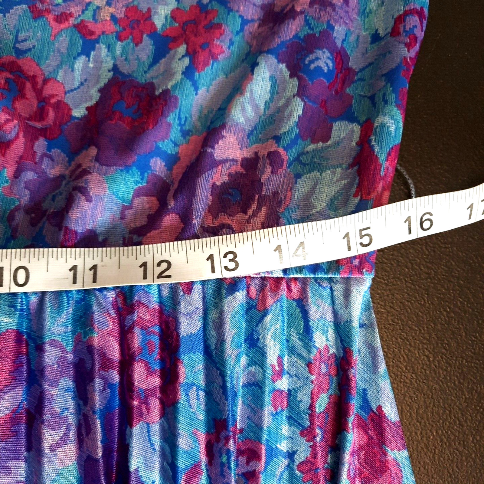 Vtg 70s Whirlaway Floral Pleated Secretary Dress Size 12 Blue Purple Secretary