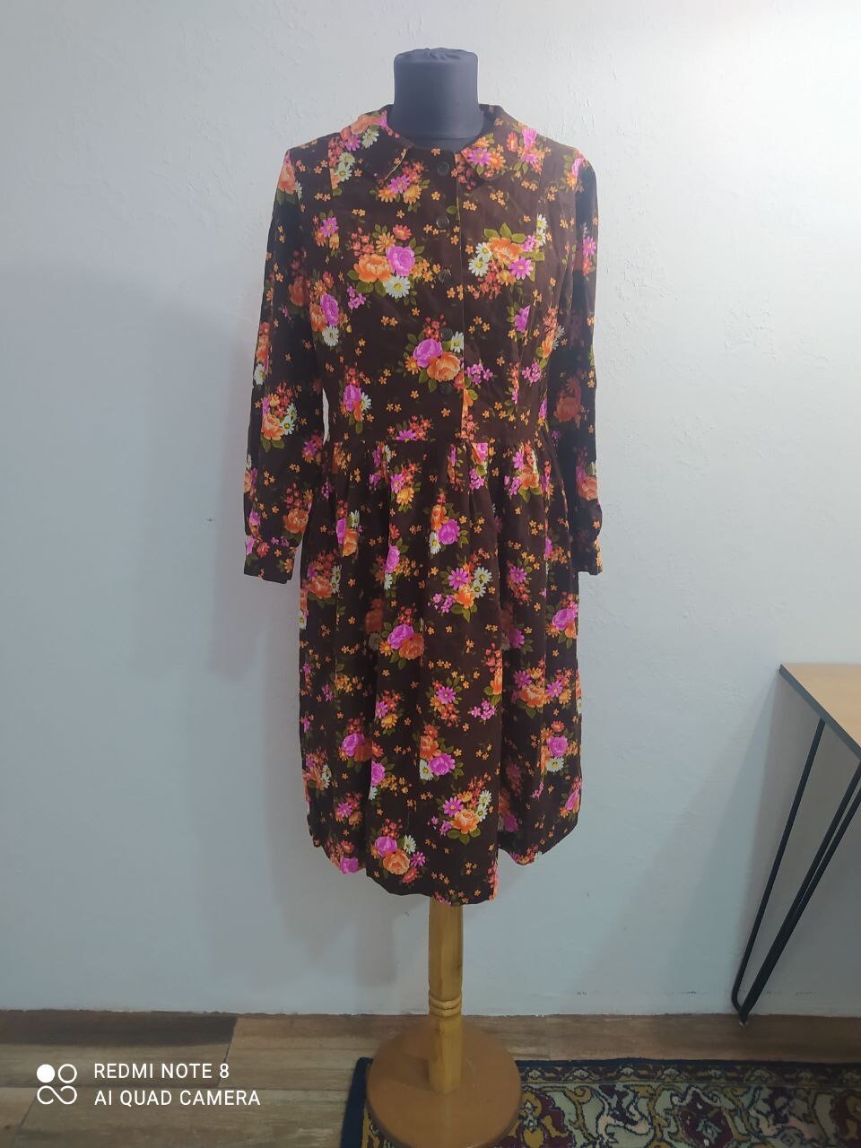 Vintage Women’s Dress Retro Midi Floral Handmade Unbranded, UK 12, US 10
