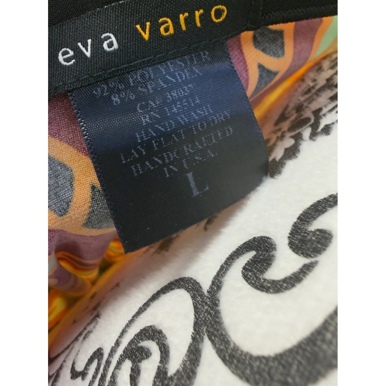 Eva Varro Large Abstract Art Print Tunic Top Made in USA sz L