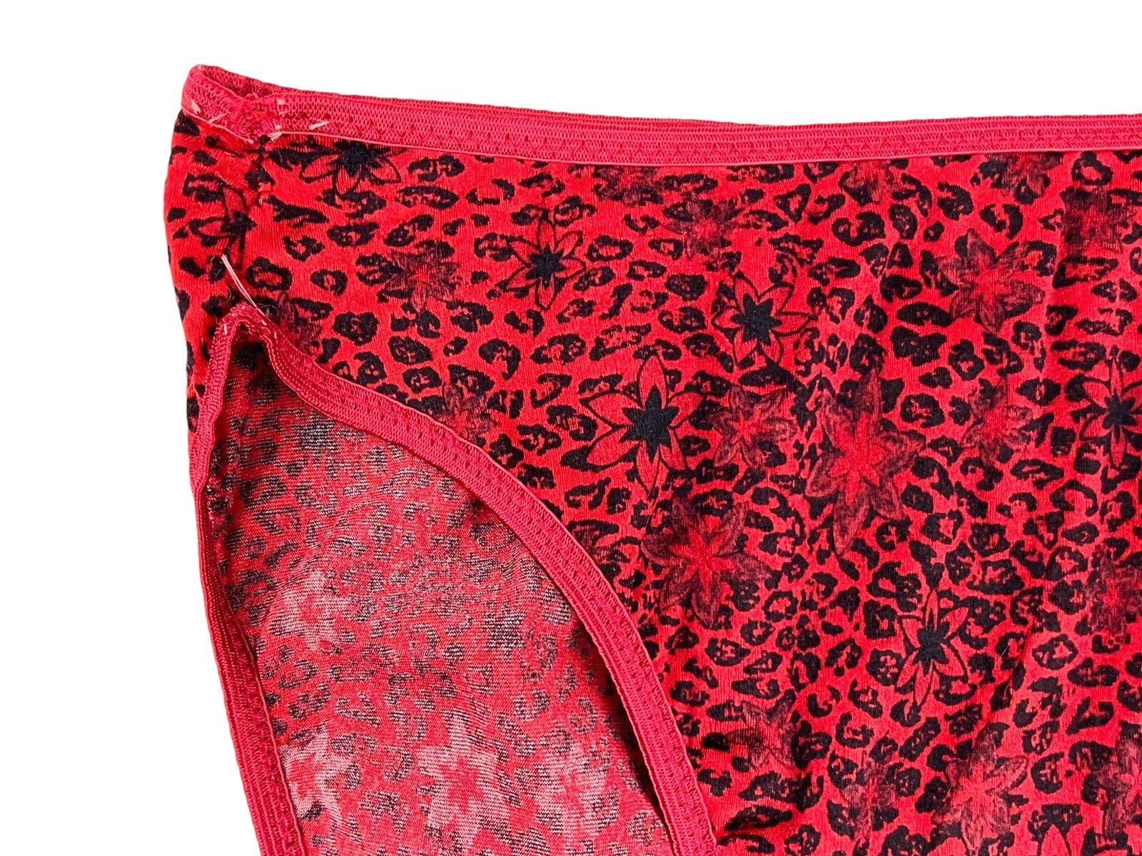 VINTAGE ST EVE SECOND SKIN SATIN RED CHEETAH PANTIES – SZ 5
