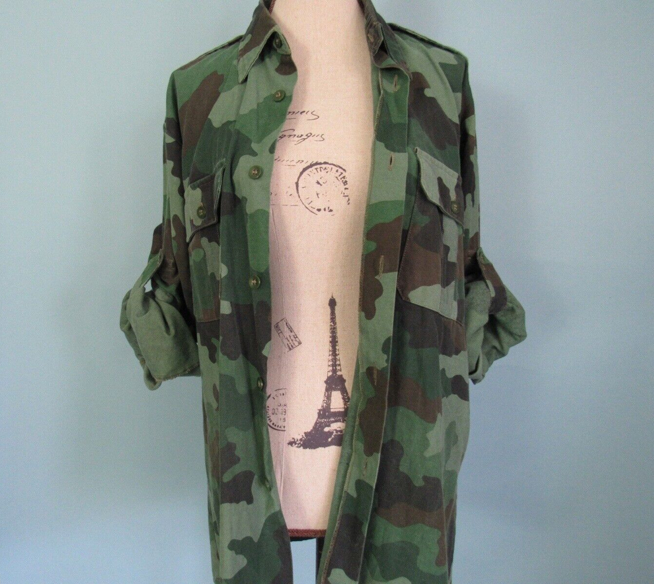 Size: S/M MIKE.IT Camo Jacket VINTAGE Boyfriend Fit Long Sleeve Pockets Women