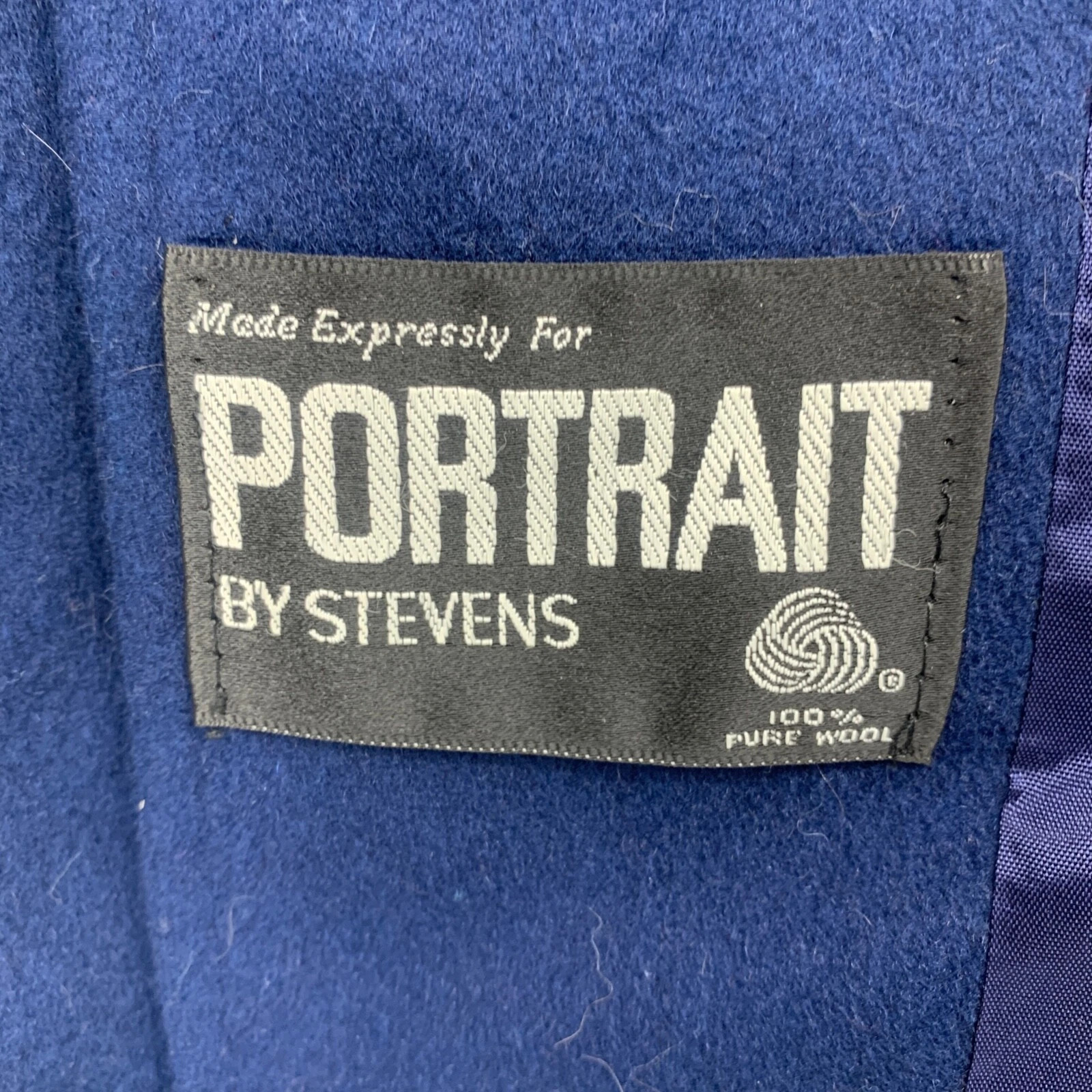 Vintage Ladies Wool Long Trench Coat Portrait by Stevens Union Made in USA Blue