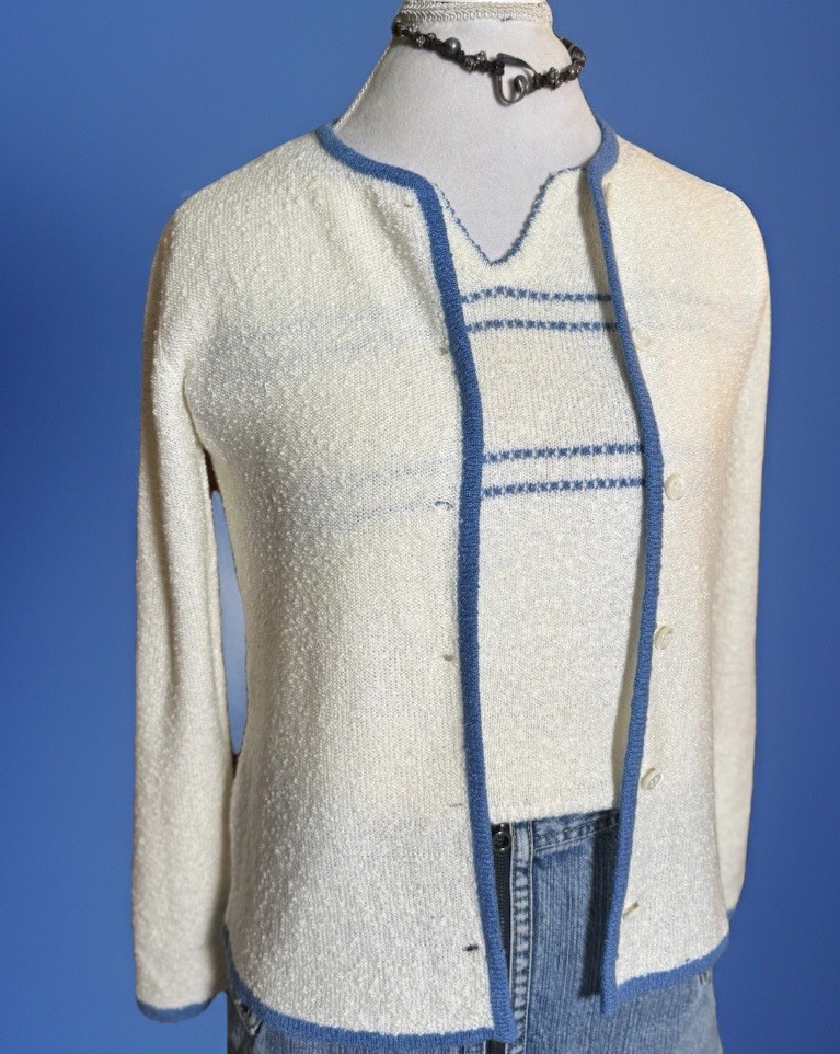 Vintage Le Roy Boucle Knitwear Set Chanel VIbe | Old Money | 60s Vibe | Coastal