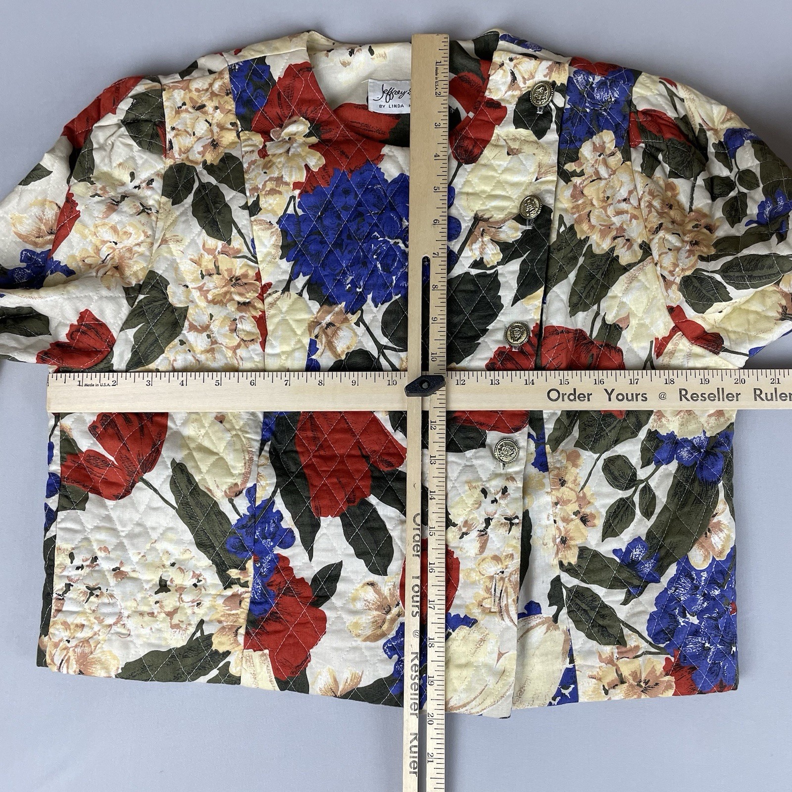 Jeffrey & Dara 2 Piece Vintage Dress 80’s Quilted Women’s Sm Bold Floral Print