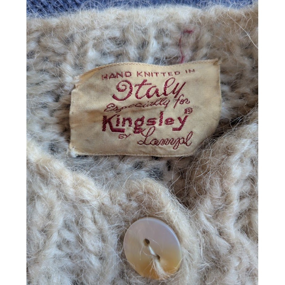 Kingsley by Lampl Cardigan Womens S Vintage Hand Knit Italy Quiet Luxury Retro