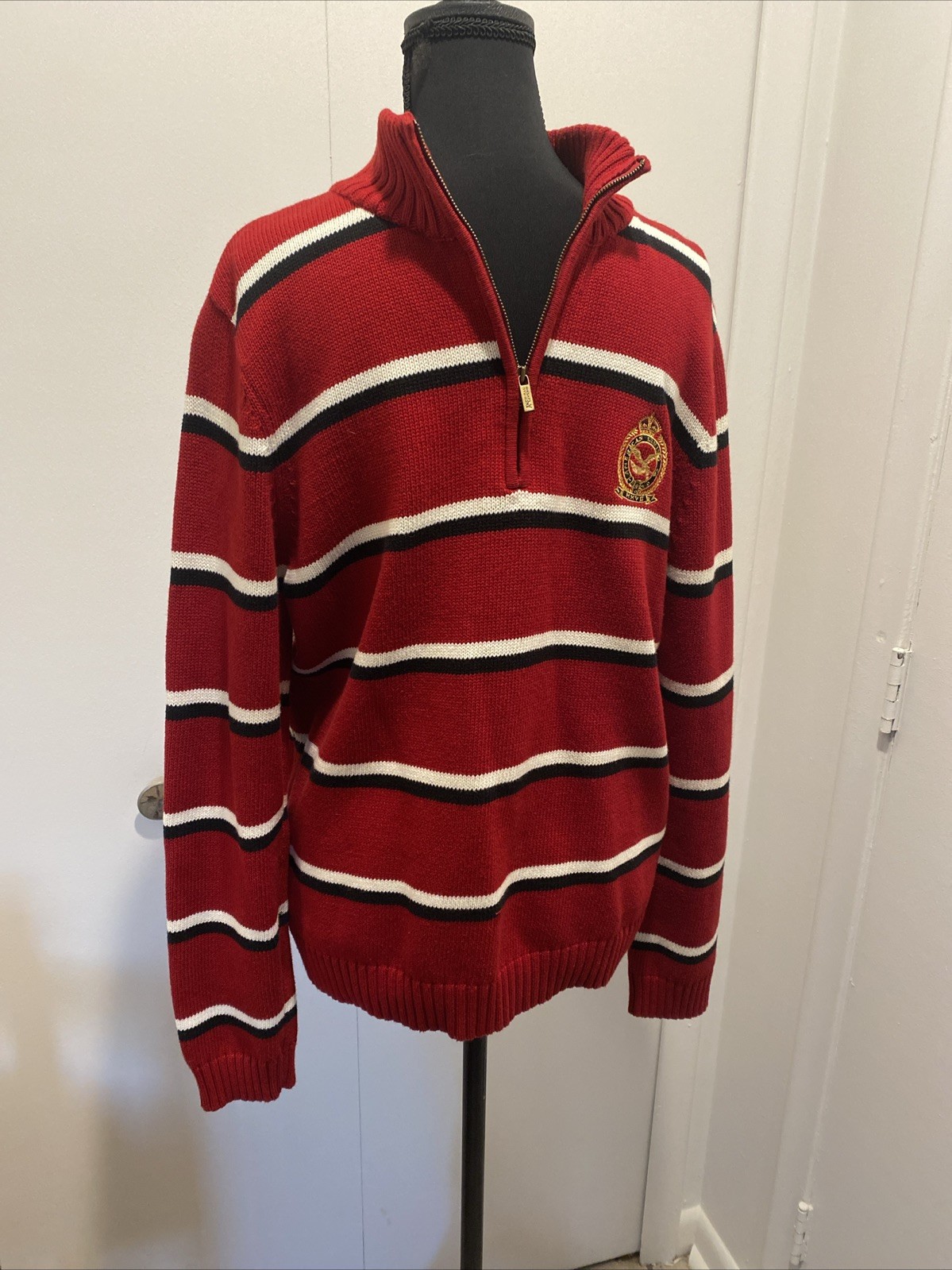 VTG Y2K American Living Ralph Lauren Sweater Size XL Striped Yachting Crest