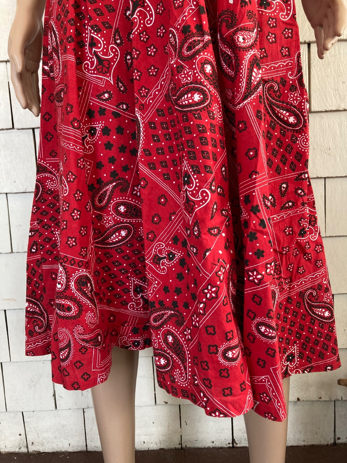 Vintage Boho Cottagecore 1960s-70s Bandana Print Summer Dress Size Small