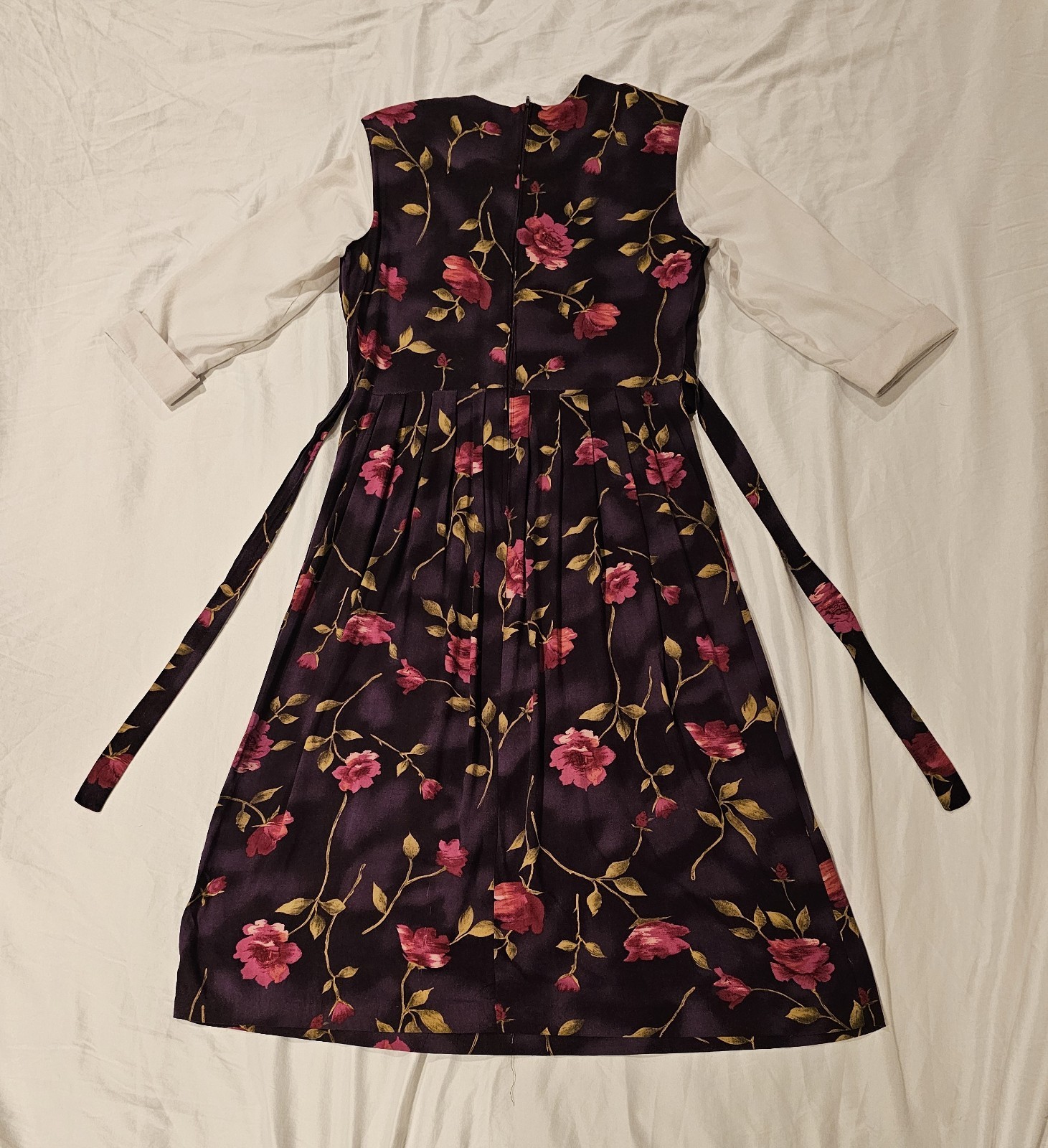 VTG Just In Thyme Dress Purple Rose 80s 90s Tie Waist Vest Size 14 WHIMSIGOTH