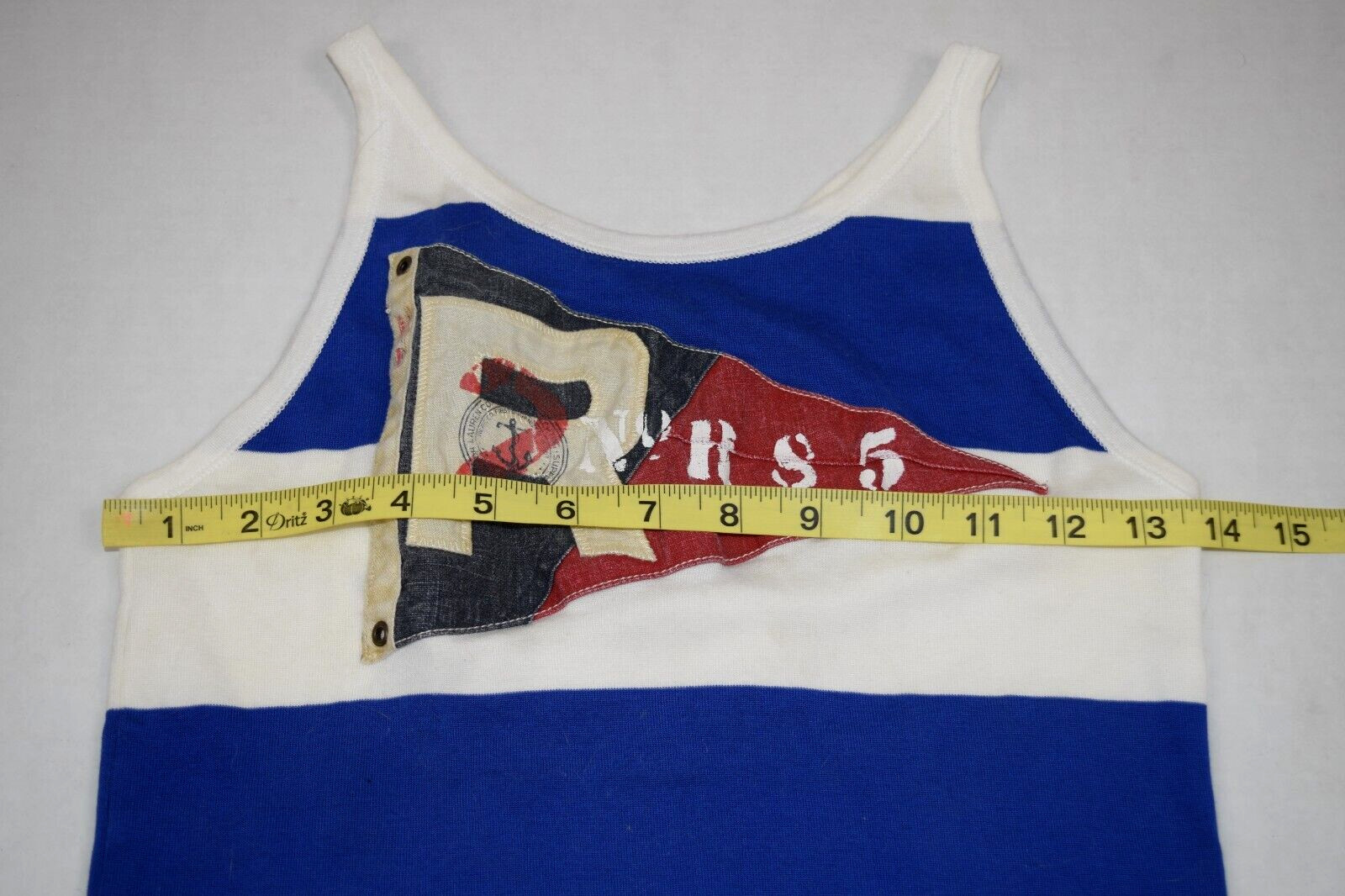 Vintage Ralph Lauren Top Size M 80s Blue White Stripe International Yacht Club