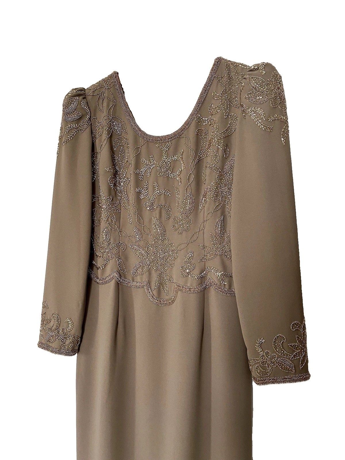 Vintage Taupe Mother Of The Bride Evening Gown Beaded