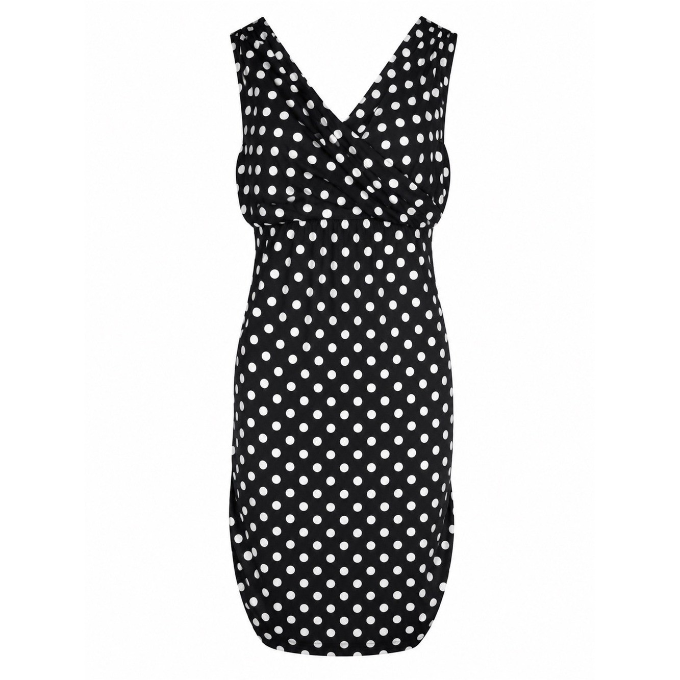 Guess Black White Polka Dot V Neck Mini Bodycon Dress Retro Pin Up coquette date