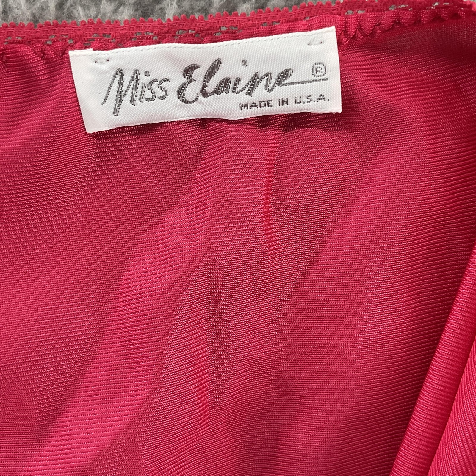Miss Elaine Slip Womens L Red Lace Nylon Long Nightgown Spaghetti Straps USA