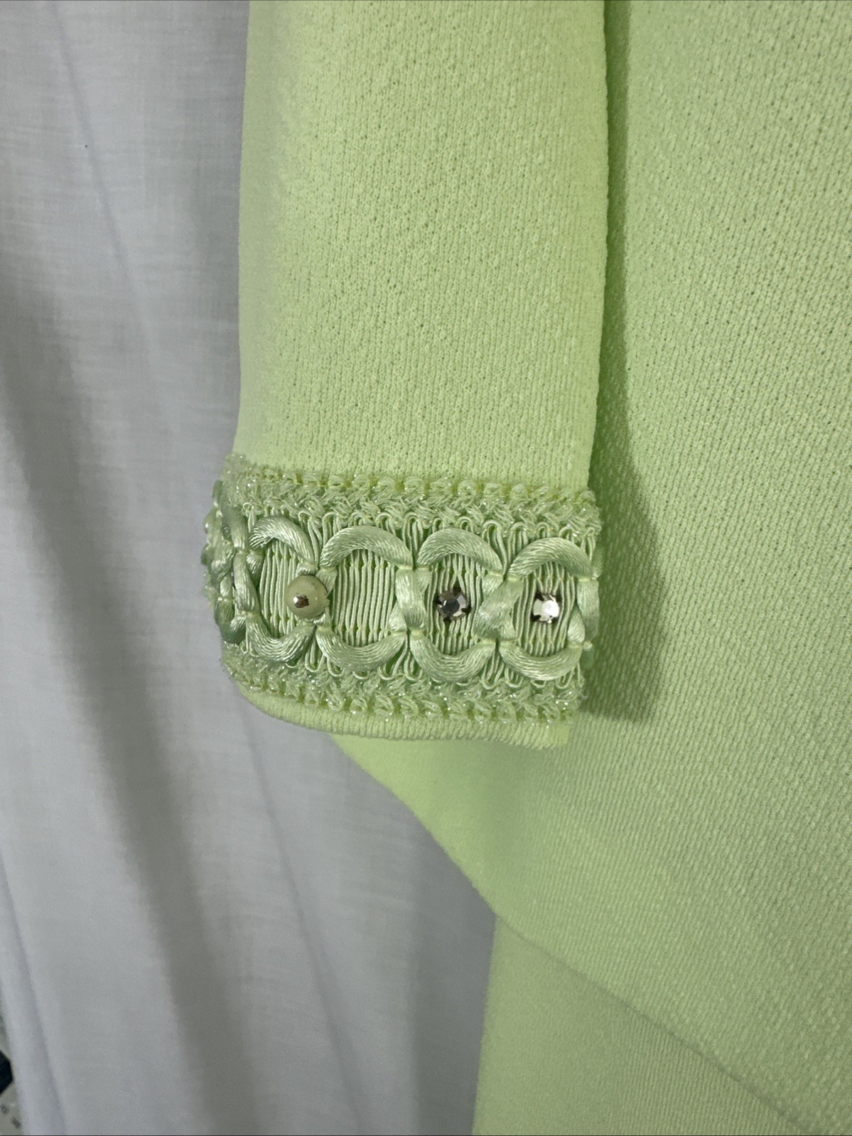VTG Mod 2 Pc Sheath Dress & Boxy Crop Jacket Set *L/XL Key Lime Green Jackie O