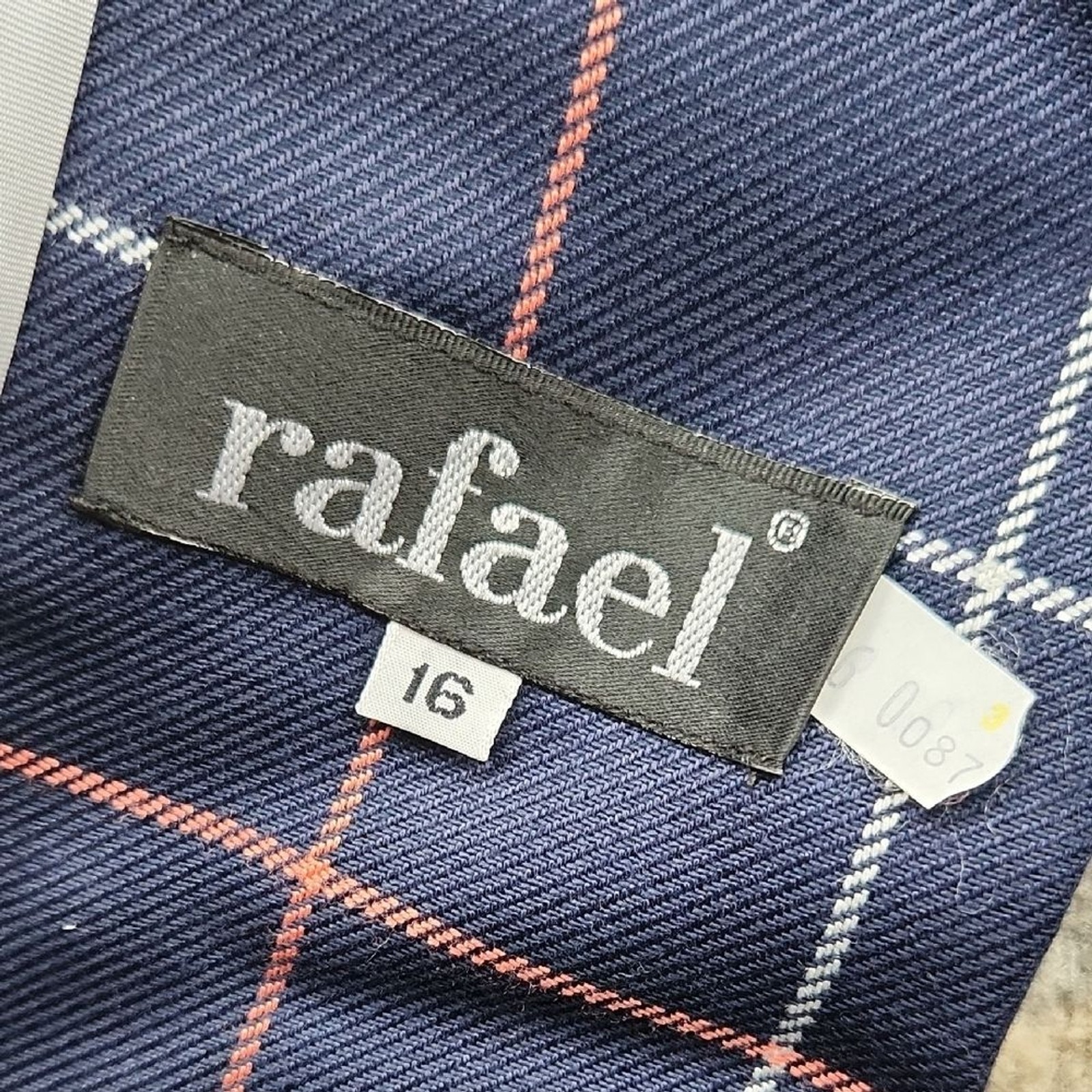 Vintage Rafael Plaid Blazer Skirt Suit Set Navy 16
