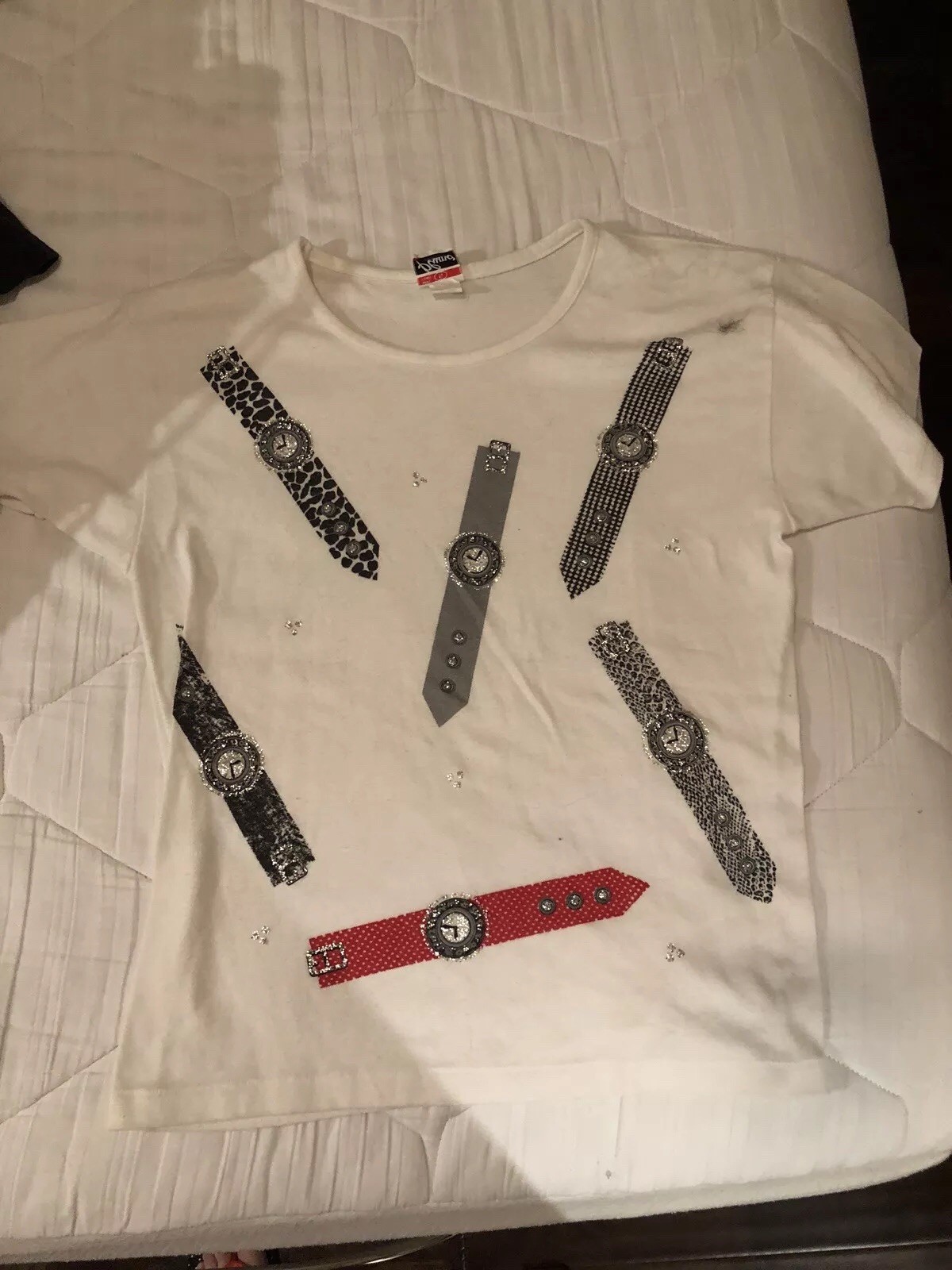 Totally Awesome vintage 80’s 1980 Plumo glitter watch t-shirt women’s S – GUC