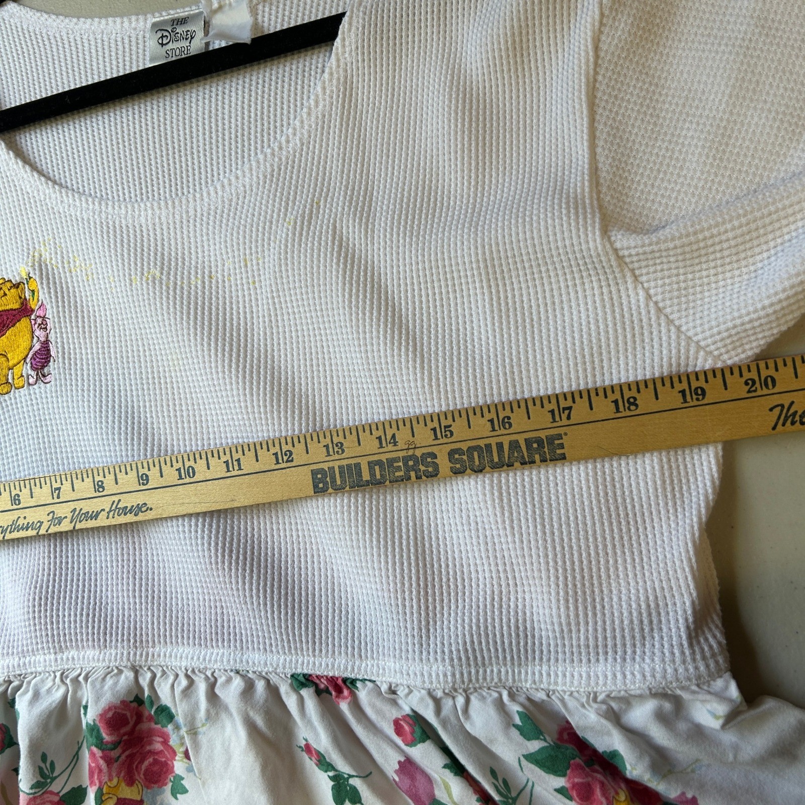 Disney Winnie the Pooh Dress Vintage White Floral Waffle Knit Maxi L