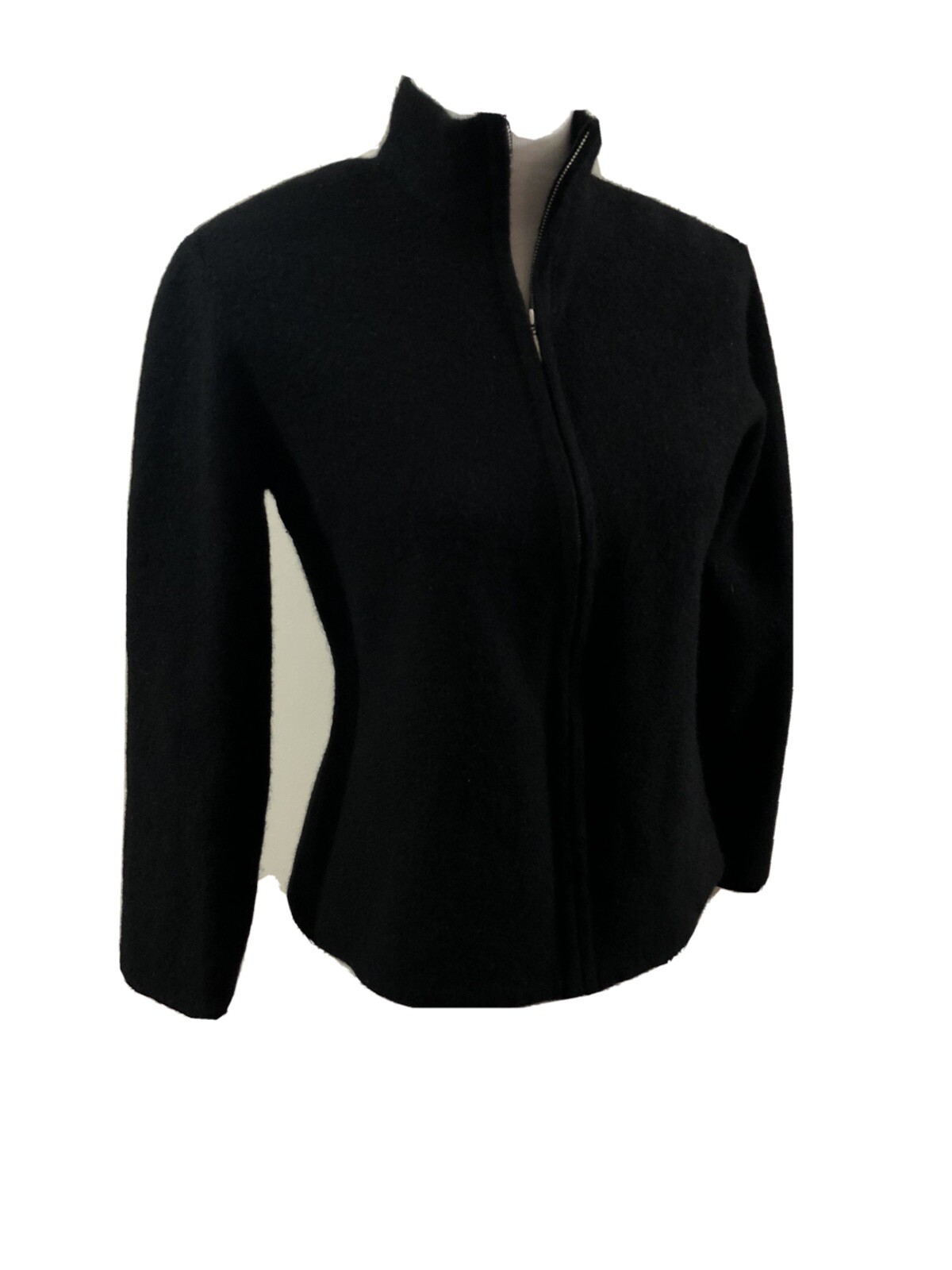 Bridgetown Collection Women’s Full Zip 100% Black Wool Cardigan Sweater Size M