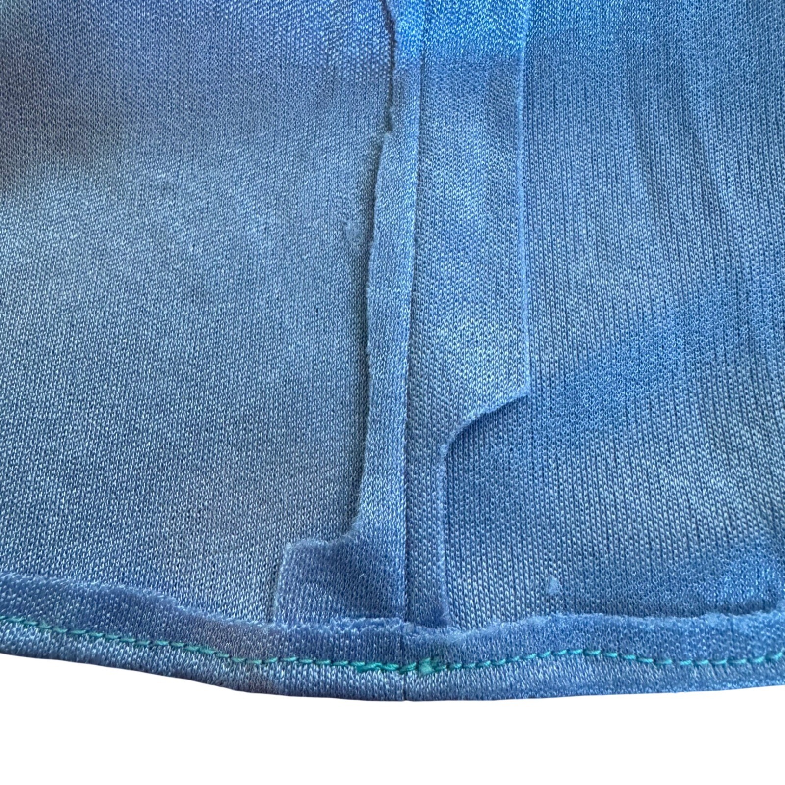 Vintage 70s Blue Mock Neck Cape Sleeve Maxi Dress Disco Gown Tie Waist Blue