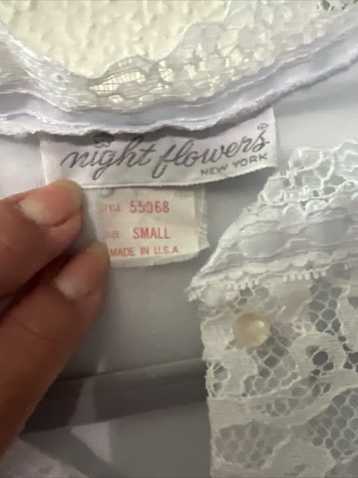 VINTAGE NIGHT FLOWERS Light Blue SIZE Small FLEECE NIGHTGOWN