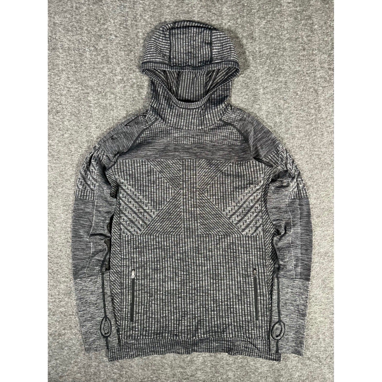 Lululemon Rest Less Vent Tech Hoodie Black White Geometric Activewear