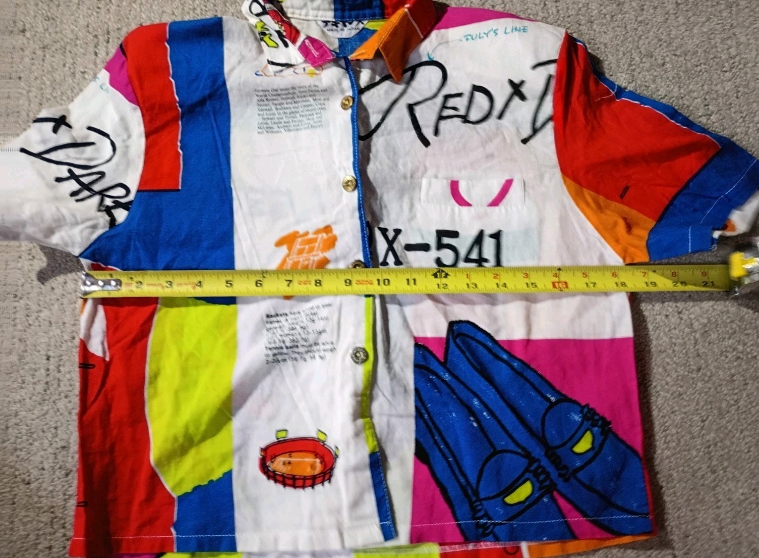 Vtg Akihisa Japan Pop Art Graphic Shirt Boxy Cropped Abstract Colorblock Redix