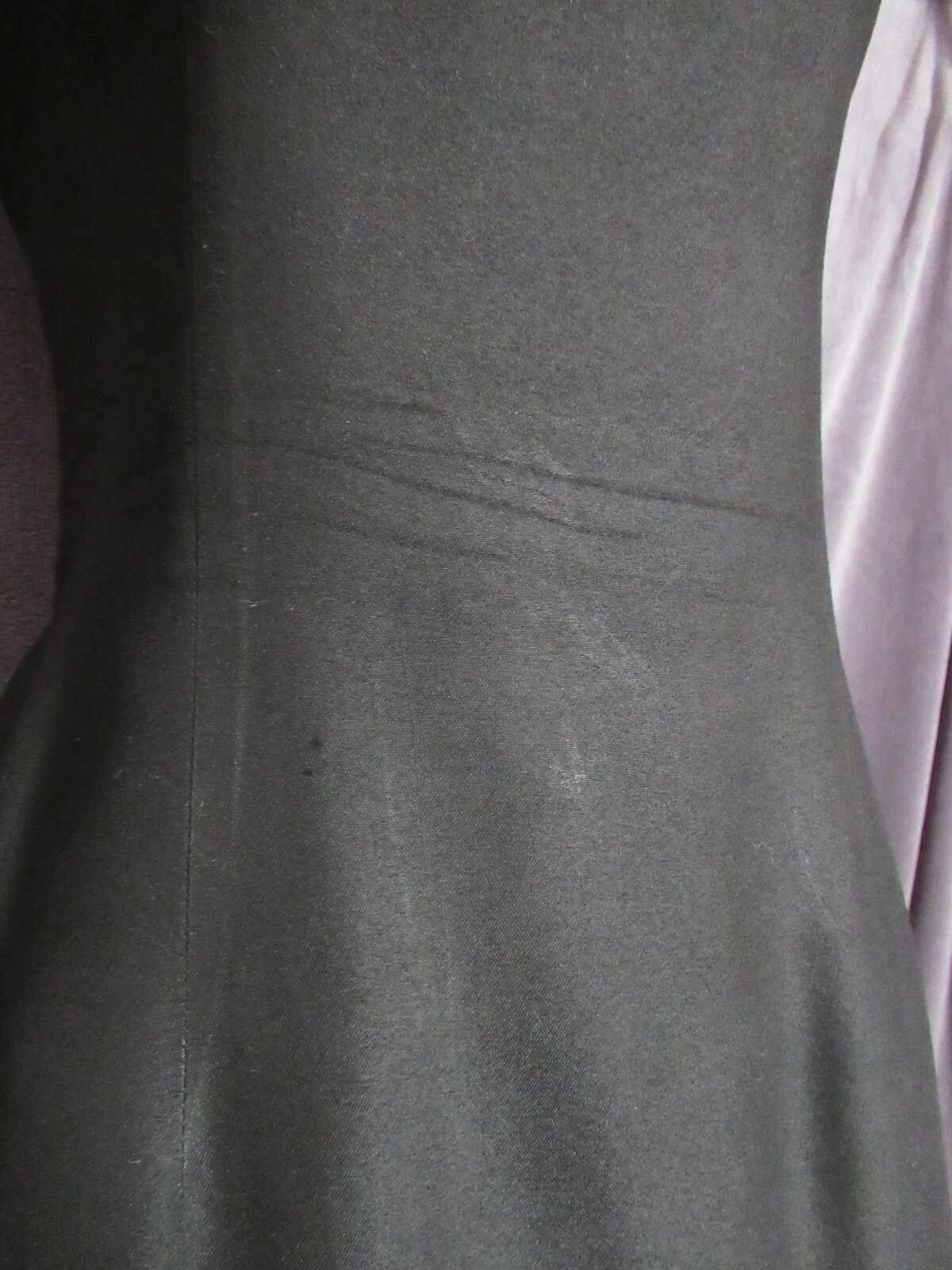 50’s Vintage SABA Juniors Black Sleeveless Fitted Pleated Rosette Party Dress M