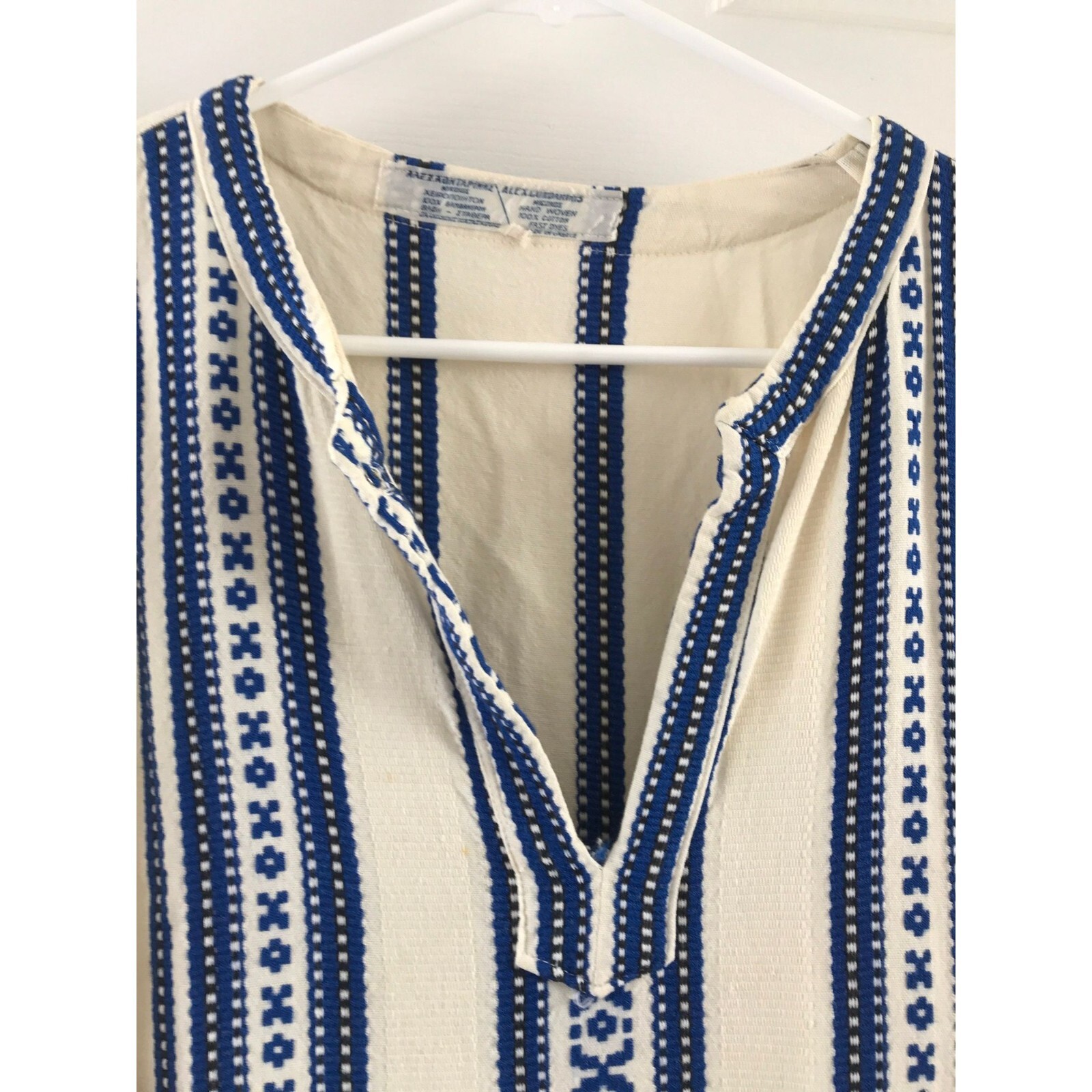 Maxi Kaftan Dress ALEX CONDARINIS Made In Greece Blue White Handmade Large ’73
