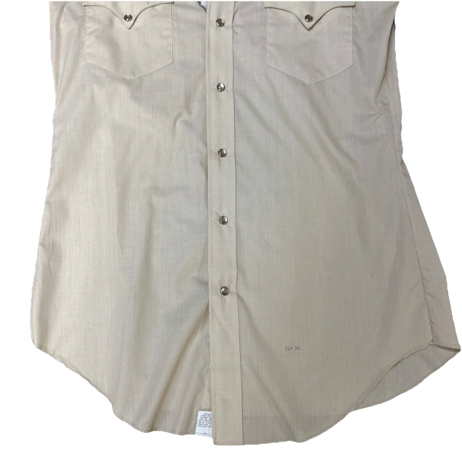 Vintage H Bar C Cowboy Western white shirt 1970s California Ranchwear 15 1/2-34