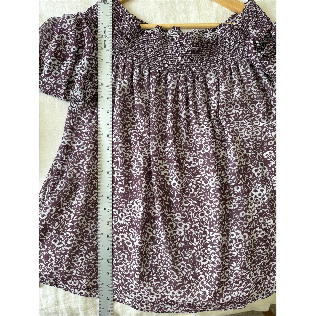 LOFT Smocked Floral Blouse – 3/4 Sleeve Boho Top | Cottagecore Women’s Size M