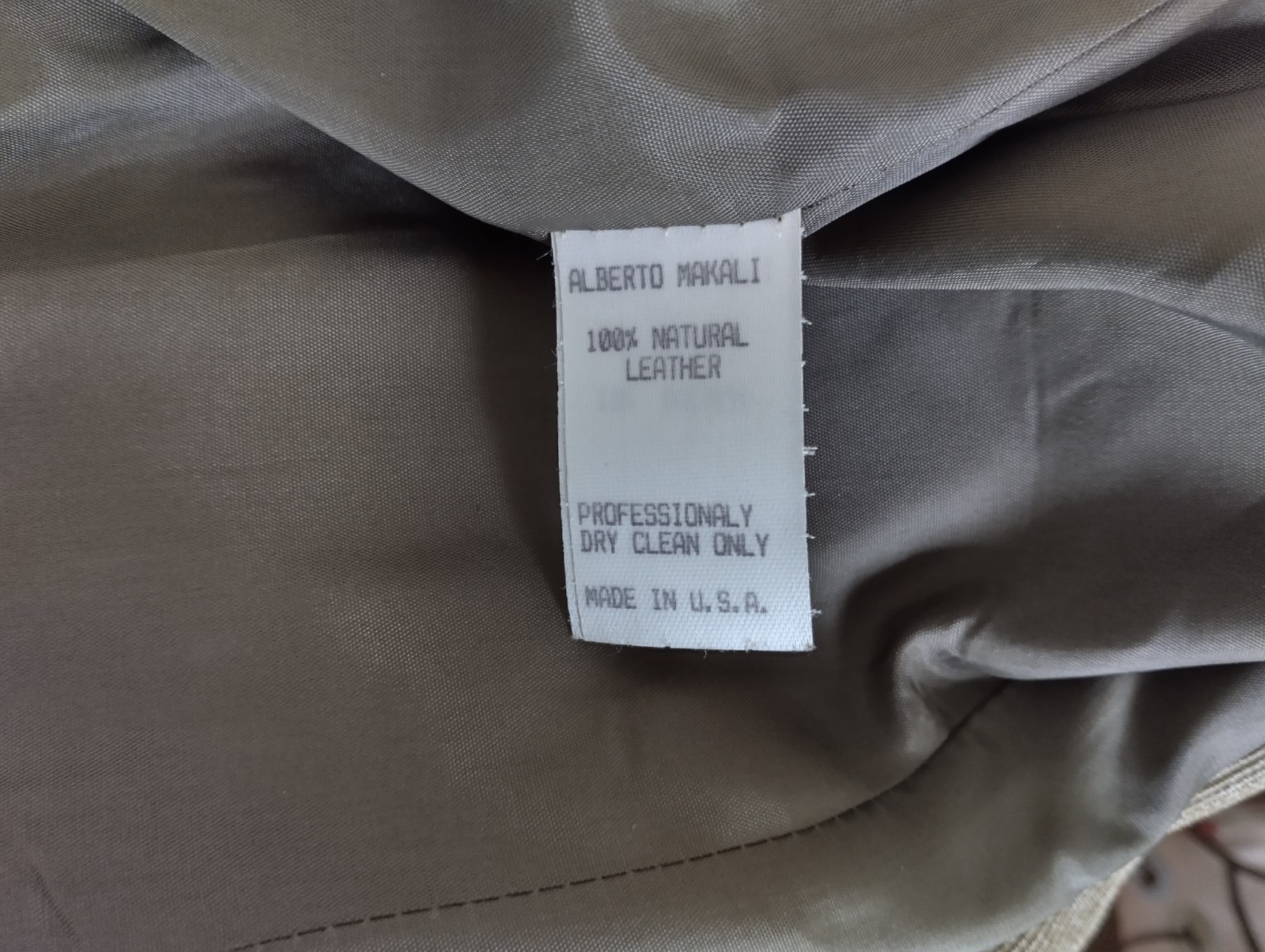 1980s Alberto Makali Skirt Suit Size 8 Olive Green Leather Trim USA Made