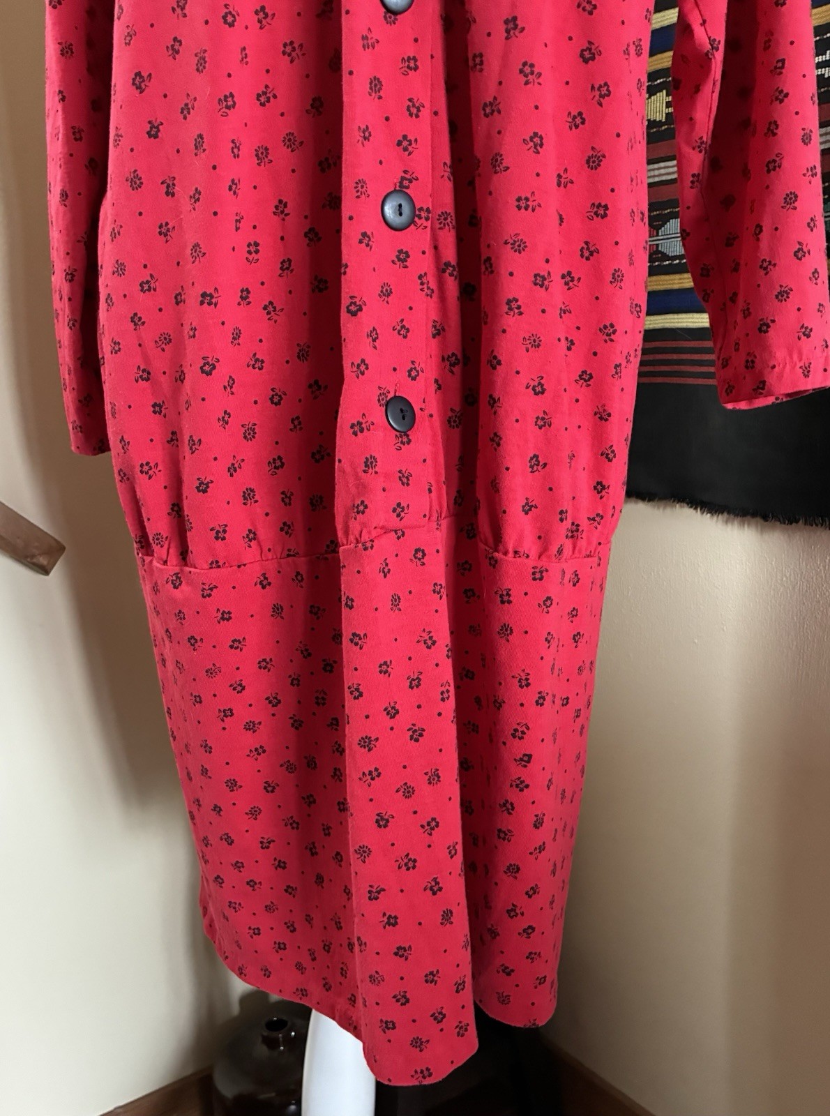 Vintage 1980s ZERO TO 9 Cherry Red Drop Waist Long Sleeved Dress Shoulder Pads M