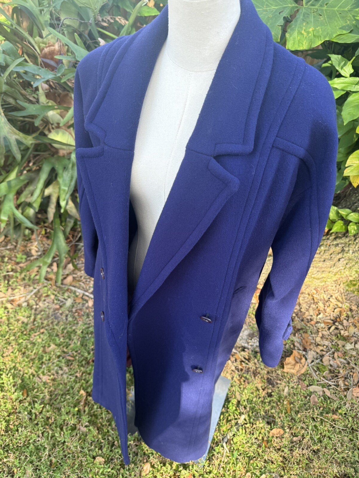 Vintage 100% Wool Trench Coat Purple Petite USA Union Made Retro S-M