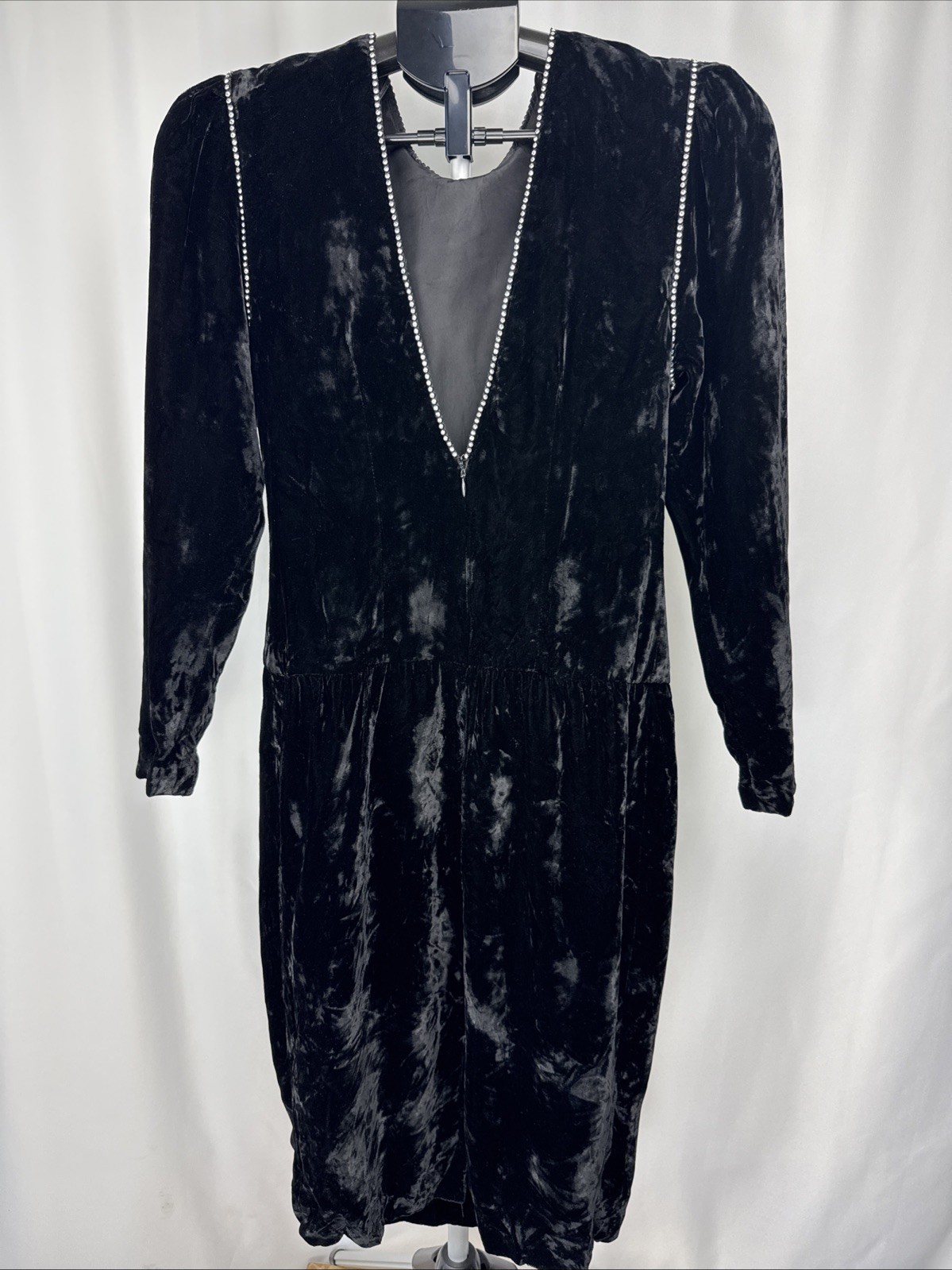 Vintage Neiman Marcus A.J. Bari Black Velvet Dress Size 4