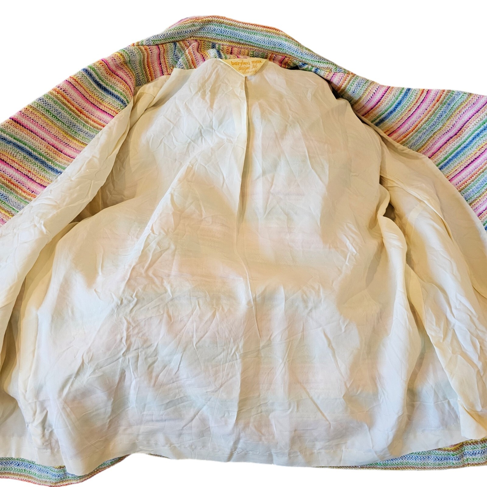 Vintage 60s 70s Rainbow Striped Blazer Jacket Small Big Buttons Colorful Pink