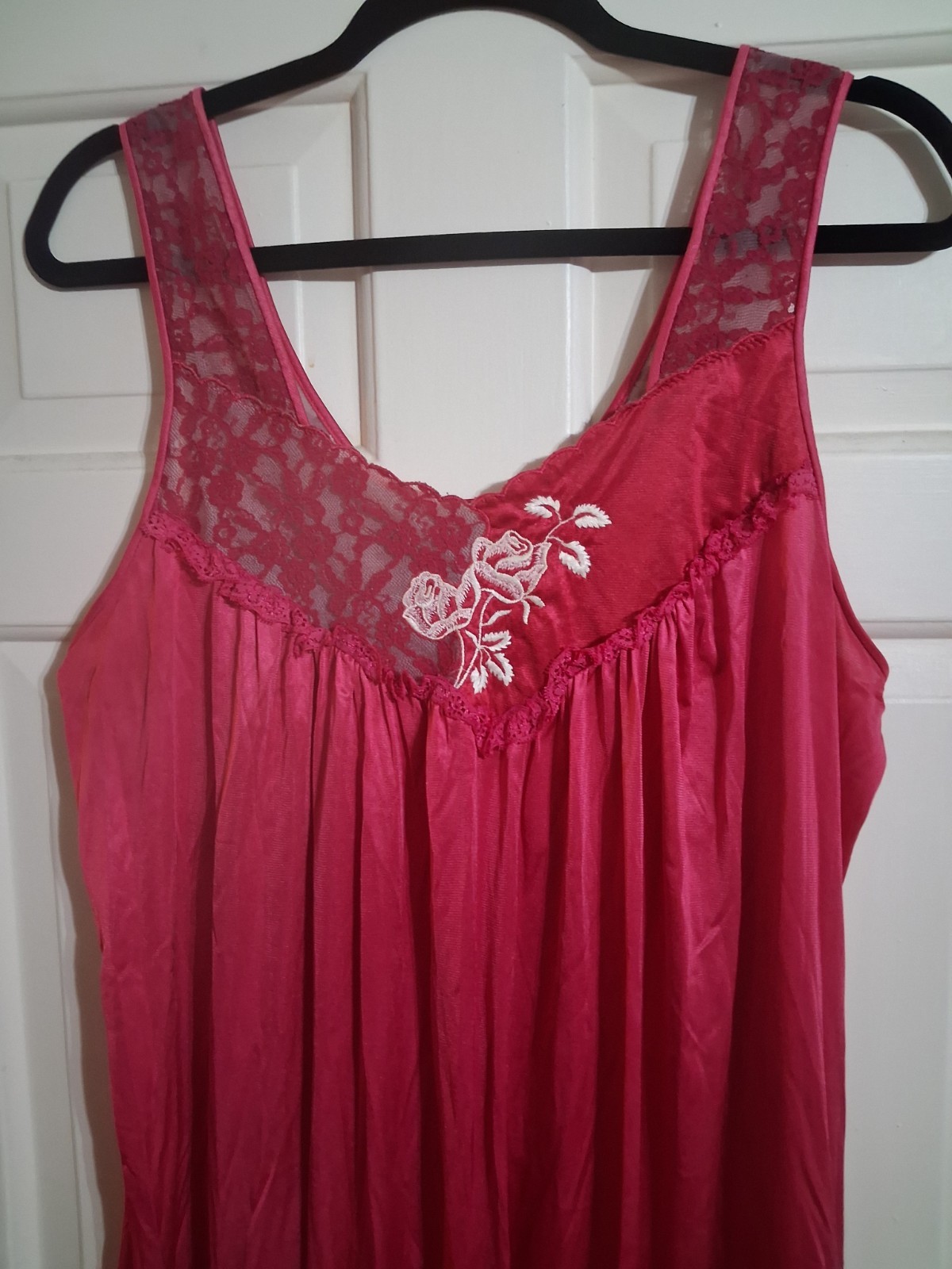Vanity Fair Dark Red Long Nightgown Vintage M To L Very Feminine Slippery
