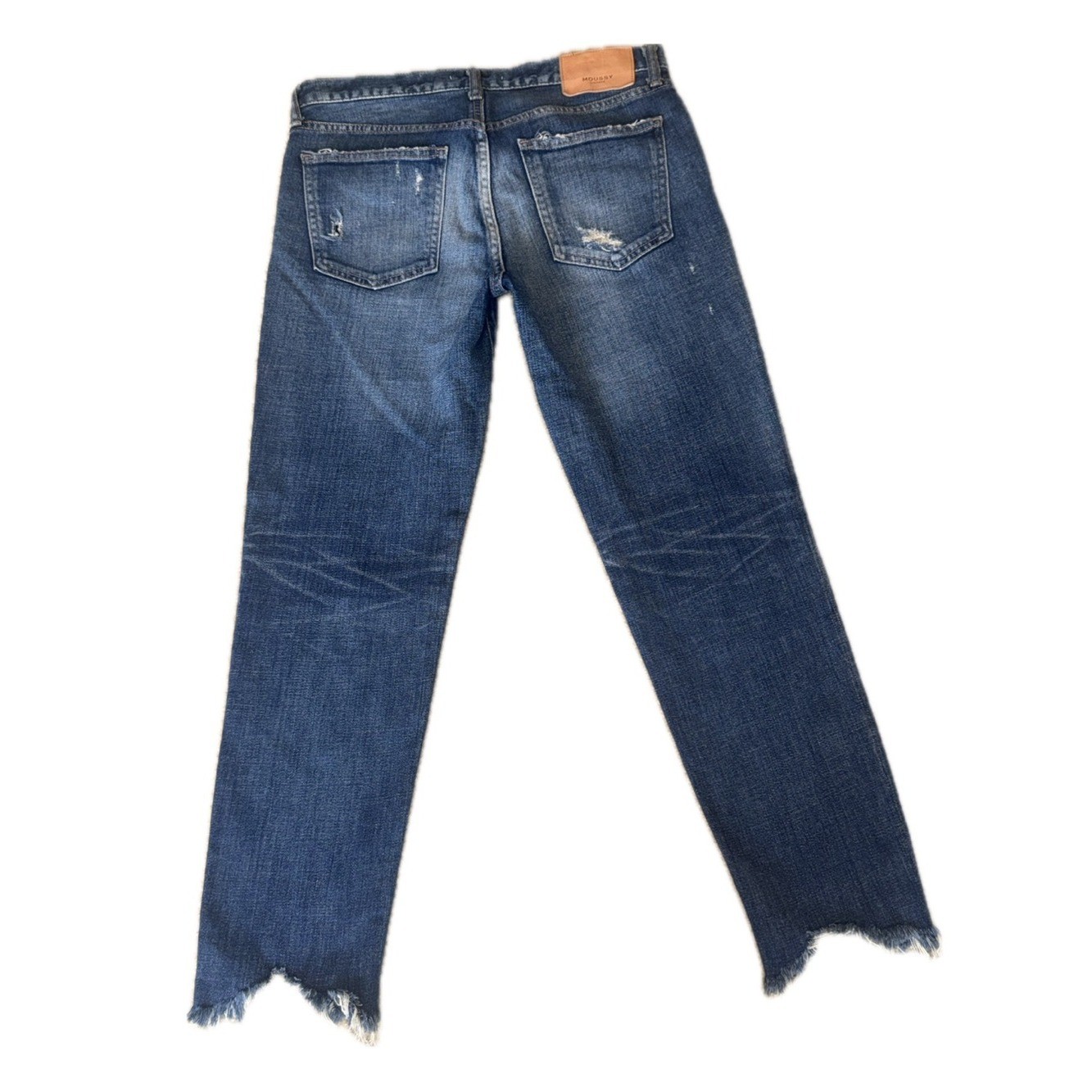 MOUSSY VINTAGE Distressed Selvedge Crop Jeans Raw Hem | Women’s 28