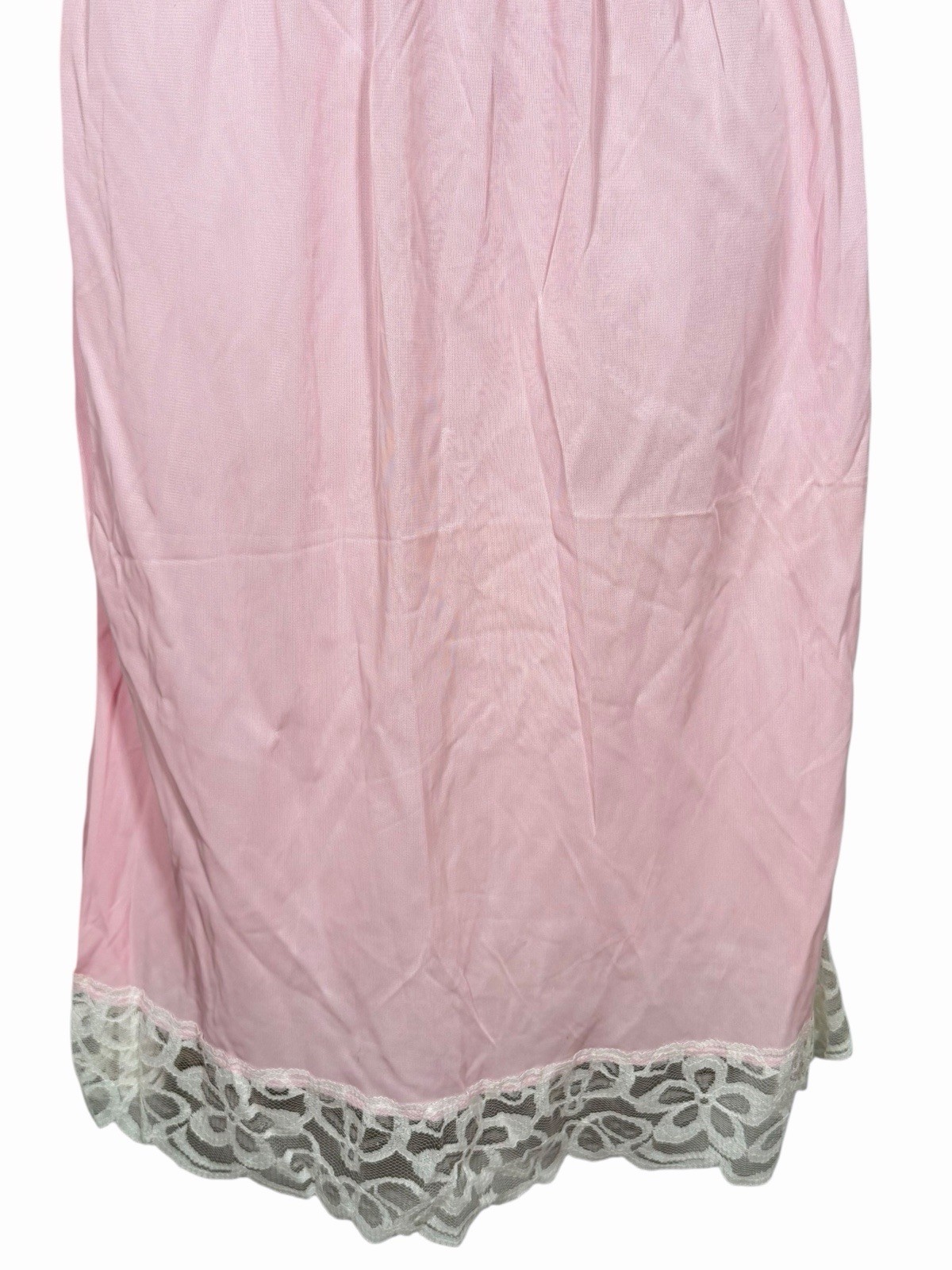 Pink Skirt Half Slip W/ Floral Embroidery & Lace Trim Vintage 60s/70s Coquette L