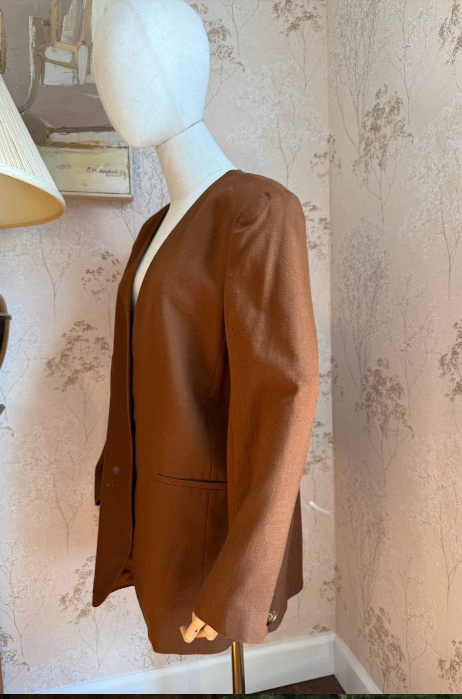 Vintage Rena Rowan for Saville Womens Minimalist camel Blazer